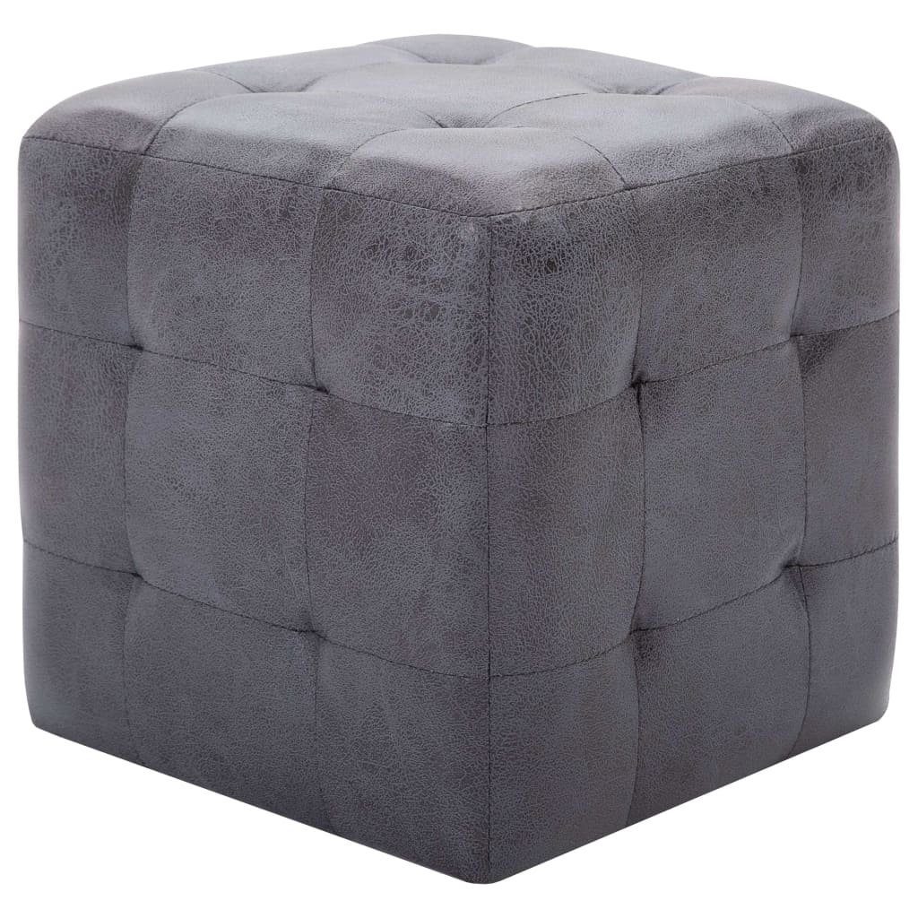 vidaXL Polsterhocker Pouf 2 Stk. Grau 30x30x30 cm Wildleder-Optik (1 St)