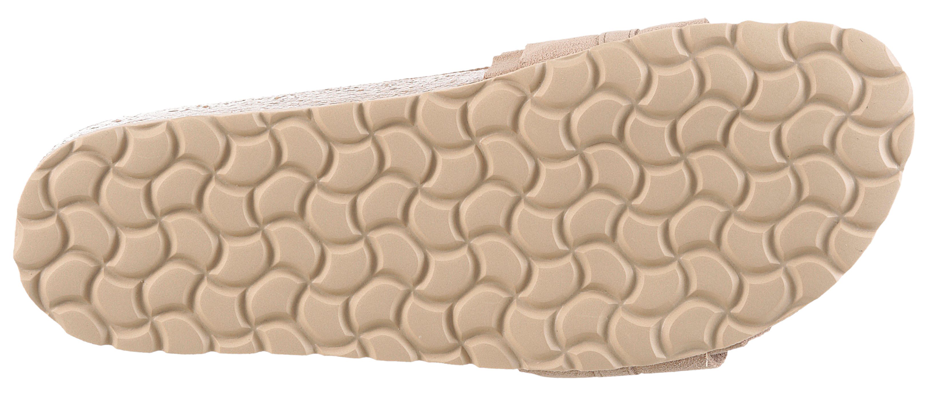 VERBENAS Rocio Roda Pantolette Sommerschuh, Flat mit geschwungenen Laschenstoff