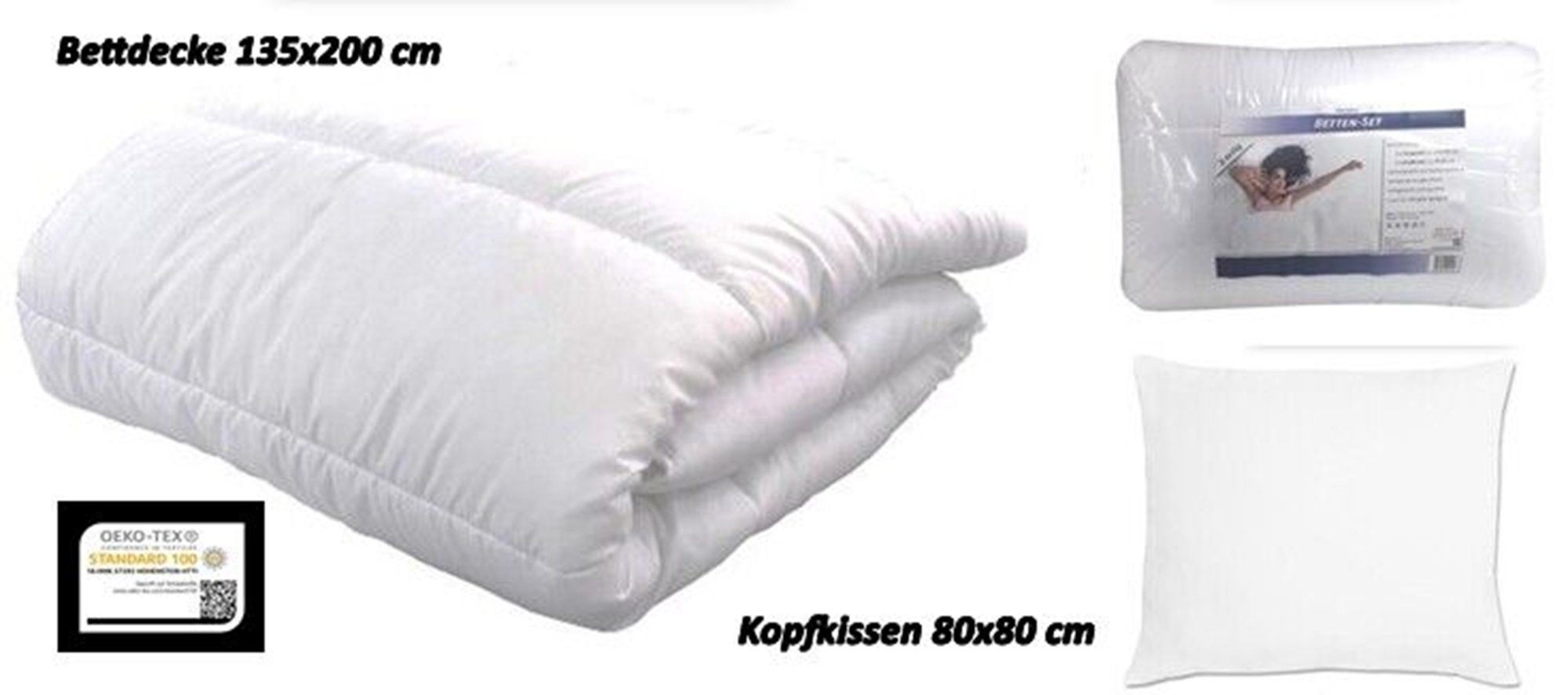 Bettdecke + Kopfkissen, Microfaser Bettenset / Kopfkissen Bettdecke 135x200  / 80x80 cm, Brilliant