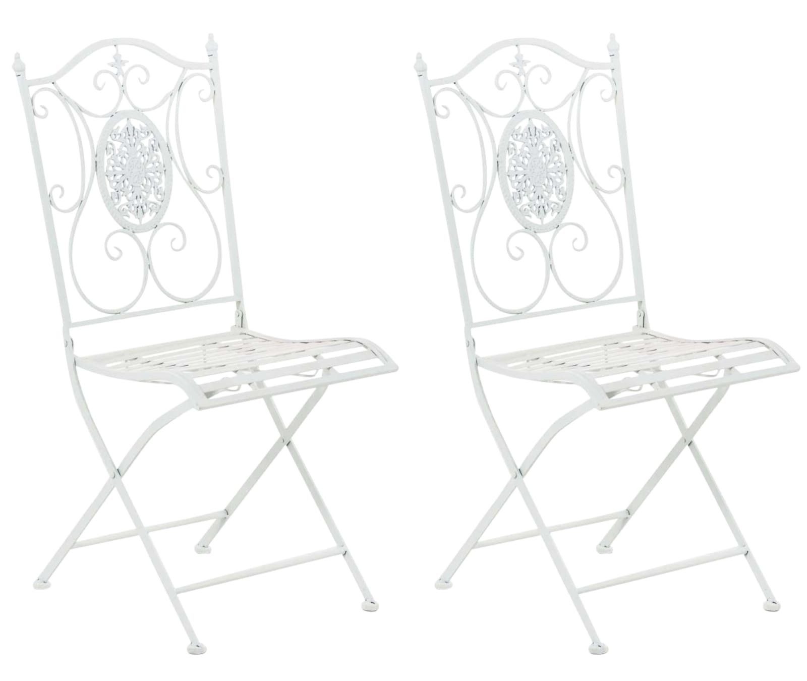 TPFGarden Gartenstuhl Sidan - für Garten, Balkon, Terrasse - Farbe: weiß (Hochwertiger und stabiler Gartenstuhl aus Eisen, 2 St), Balkonstuhl, Bistrostuhl - Maße (TxBxH): 49 x 42 x 91.5cm