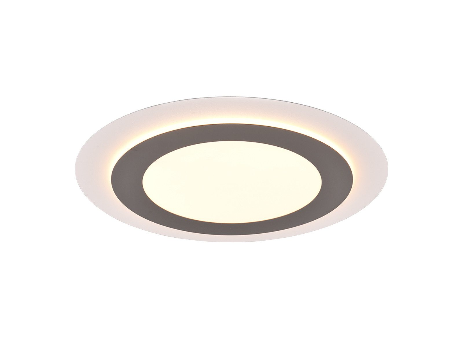 TRIO Leuchten LED Deckenleuchte mit Fernbedienung & Tageslicht Ø 45cm, Nachtlichtfunktion, LED fest integriert, Neutralweiß, Warmweiß, Tageslichtweiß, flach, hell & dimmbar, Tageslicht-Lampe Decke, Büro-lampe Silber