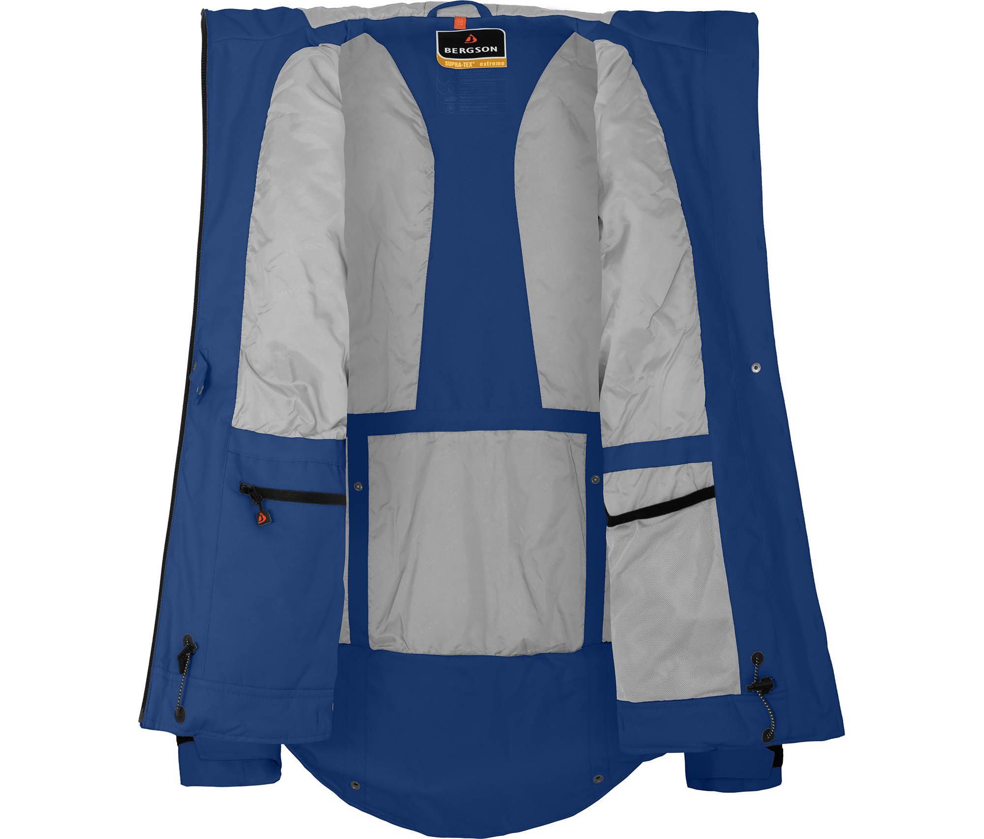 blau Thermo Bergson LEKNES 20000 Normalgrößen, recycelt, leicht Damen mm Regenjacke, Outdoorjacke wattiert, Wassersäule,