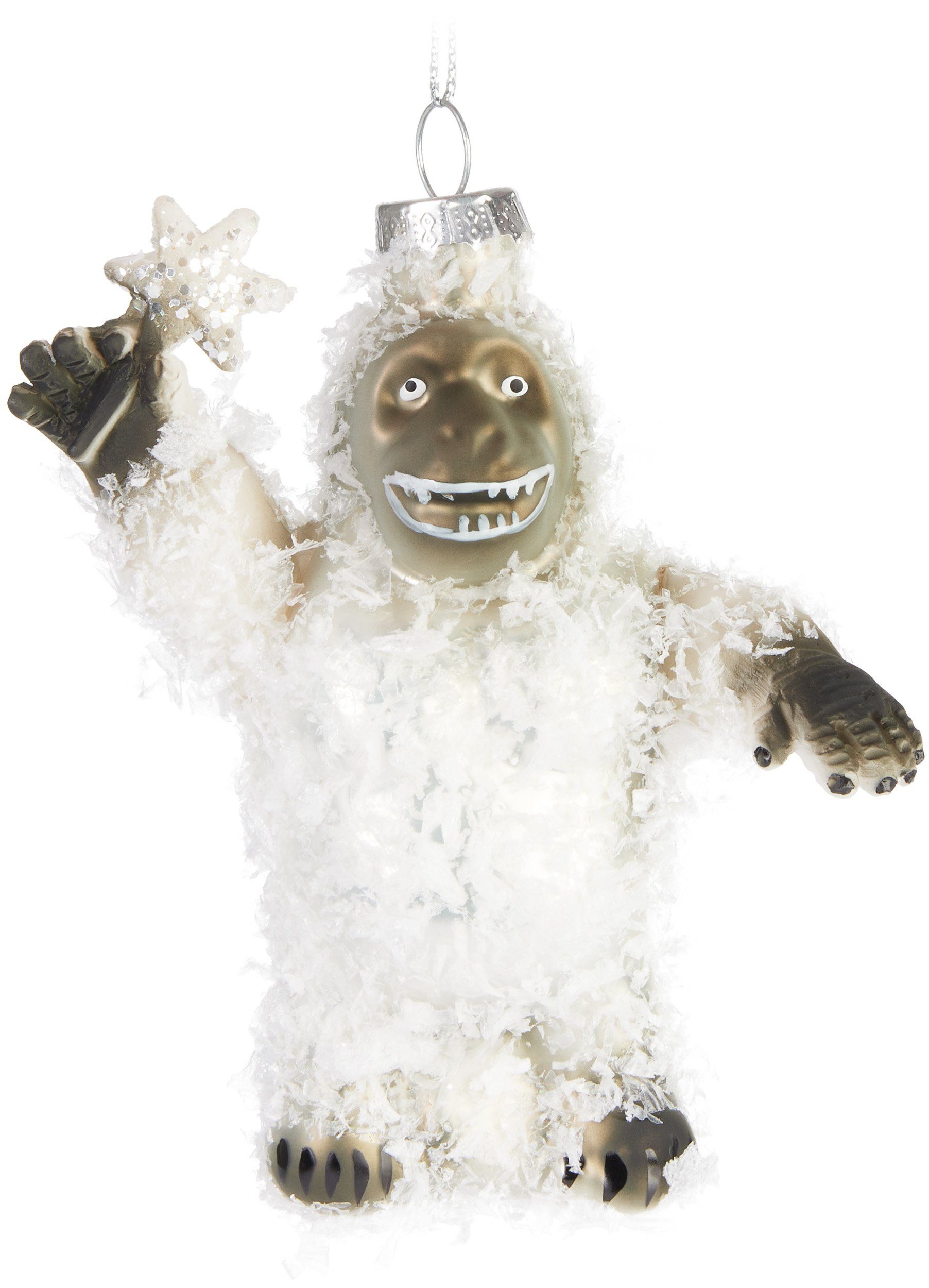 Weihnachtsbaumkugel Yeti Weihnachtskugel aus Glas - Handbemalt - Christbaumschmuck Lustig