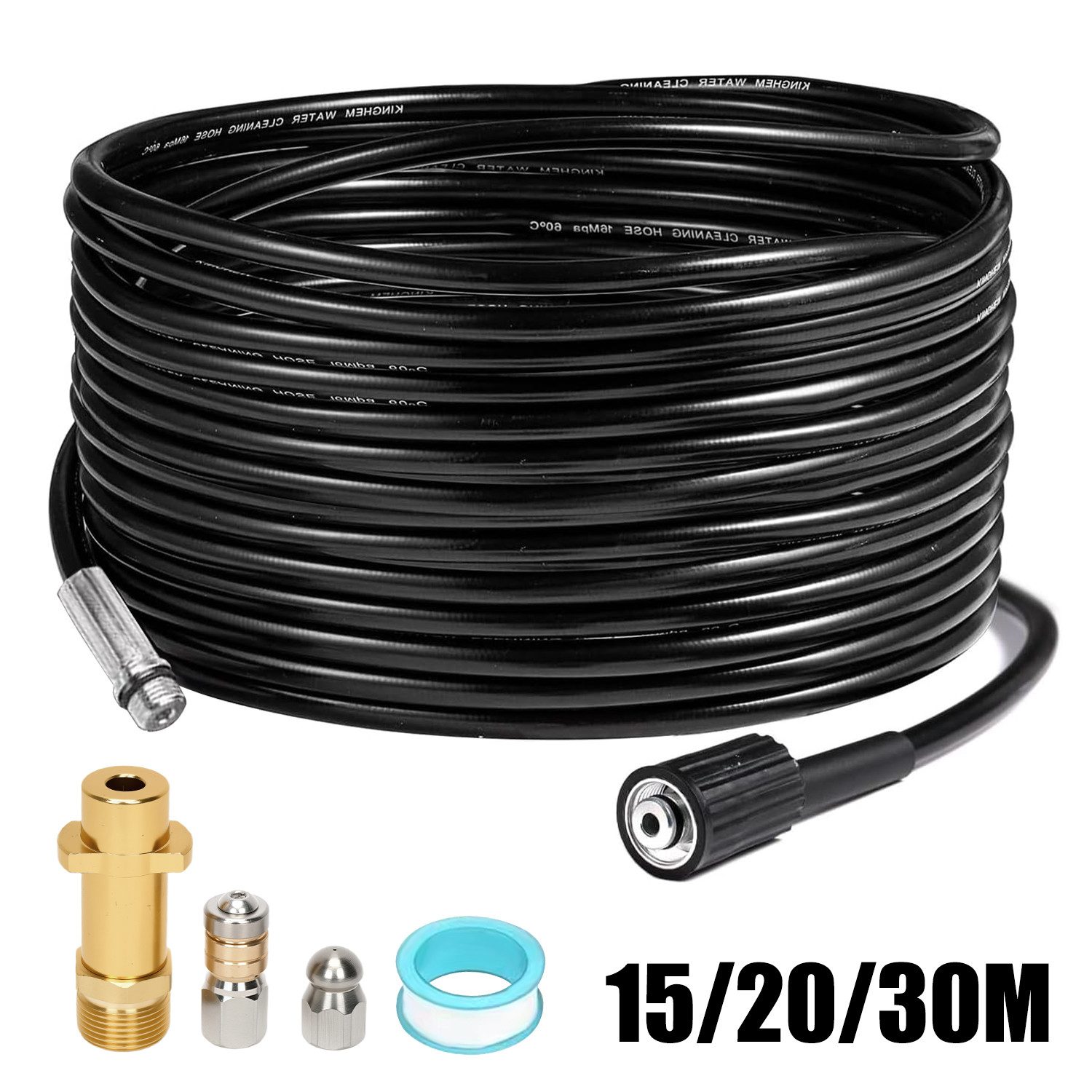 OSTWOLKE Hochdruckschlauch Rohrreinigungsschlauch M22 Abflussreiniger Kanalratte, 15M/20M/30M