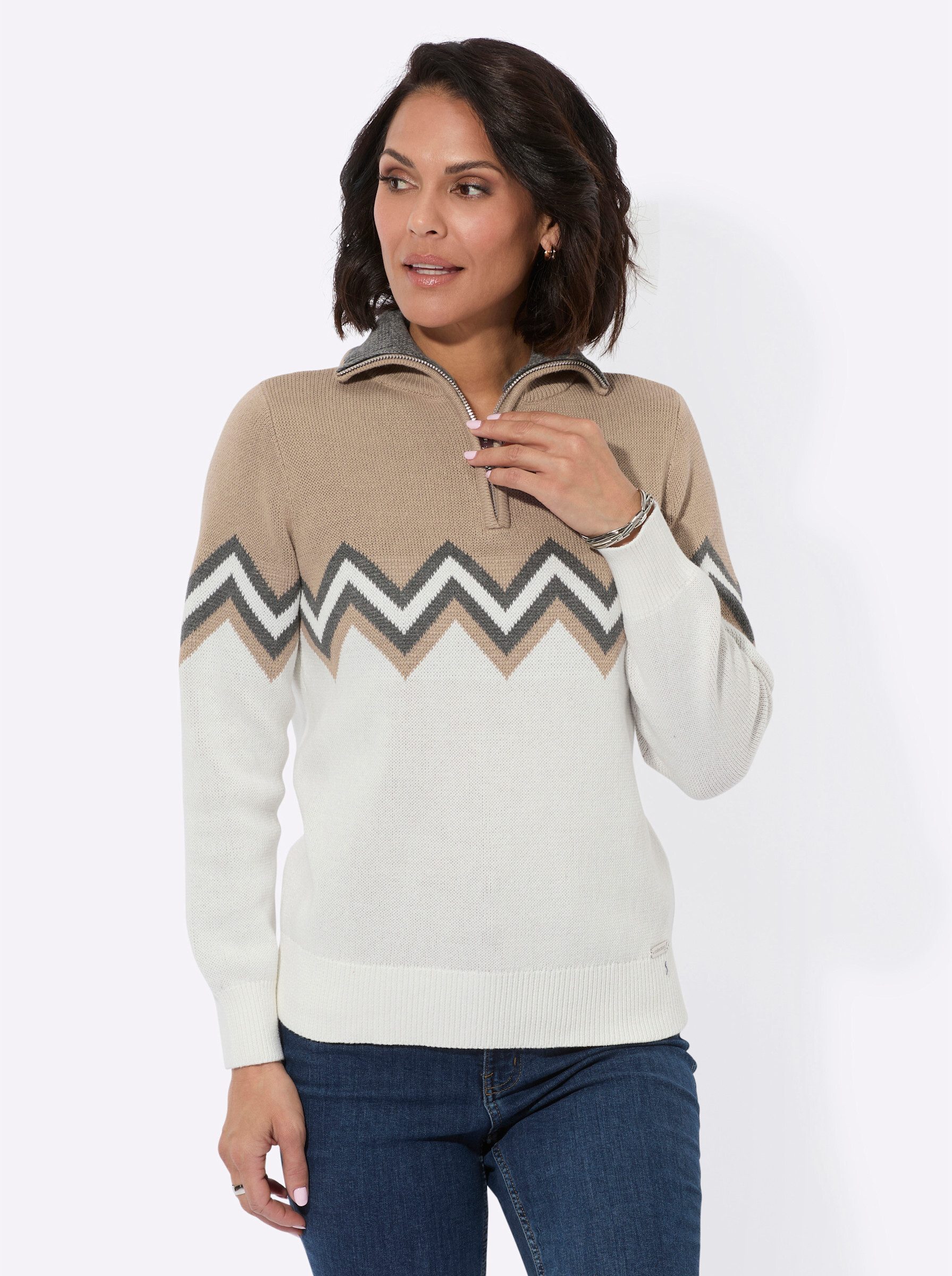Strickpullover Pullover Langarm Jacquard