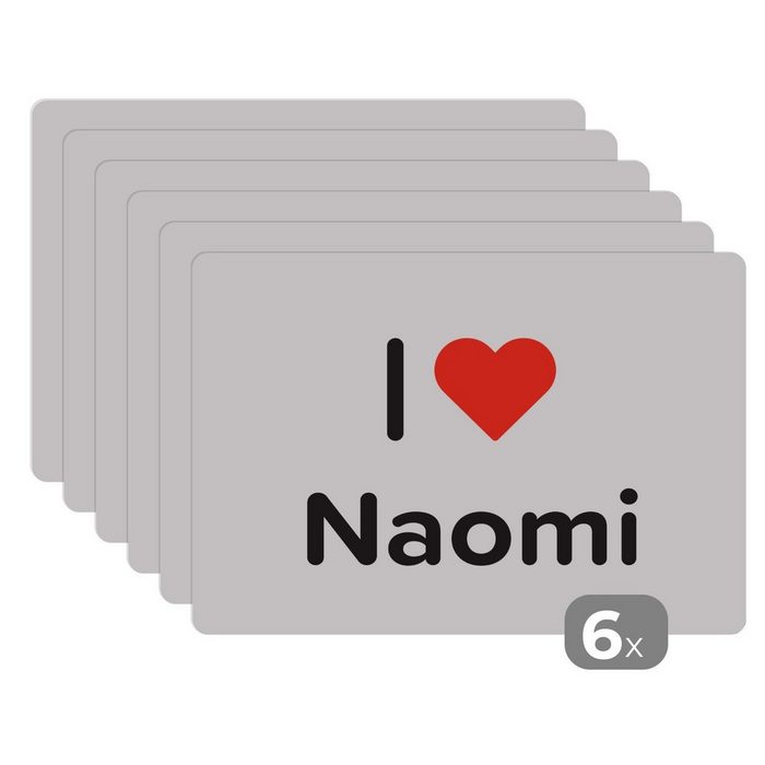 Platzset Ich liebe - Naomi - Mädchen MuchoWow (6-St) Platzset Platzdecken Platzmatte Tischmatten Schmutzabweisend