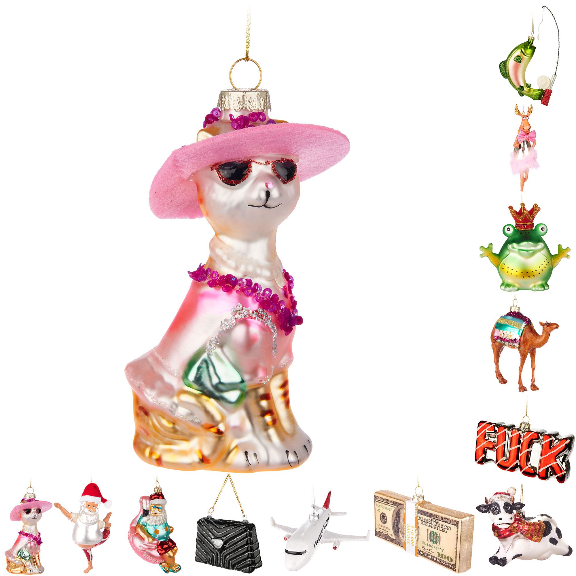 BRUBAKER Weihnachtsbaumkugel Handbemalte Weihnachtskugel - viele lustige Mo günstig online kaufen