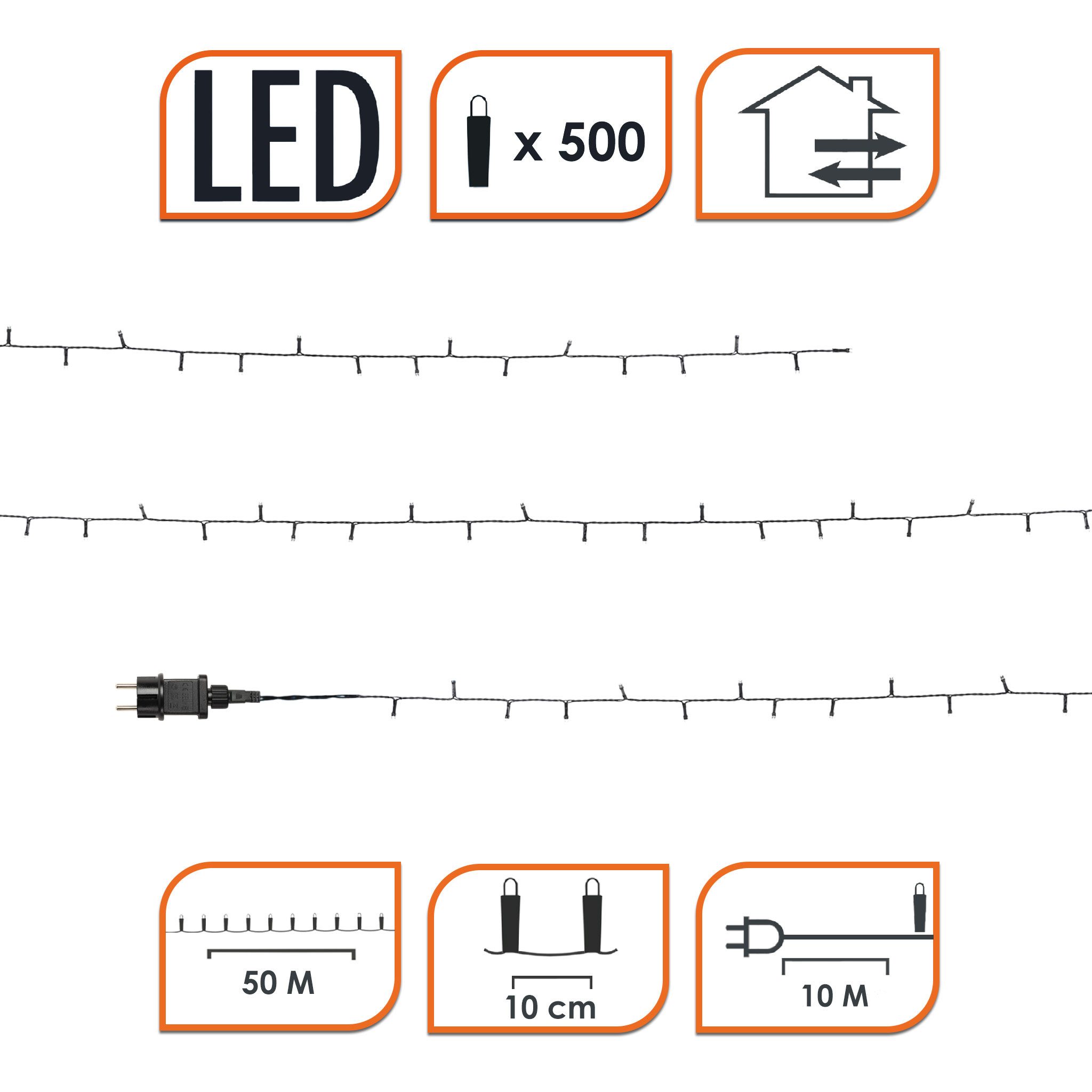 Spetebo LED-Lichterkette LED Weihnachts Außen Lichterkette - 50 m / 500 LED, Garten Deko Beleuchtung - warm weiß – Bild 2 von 5