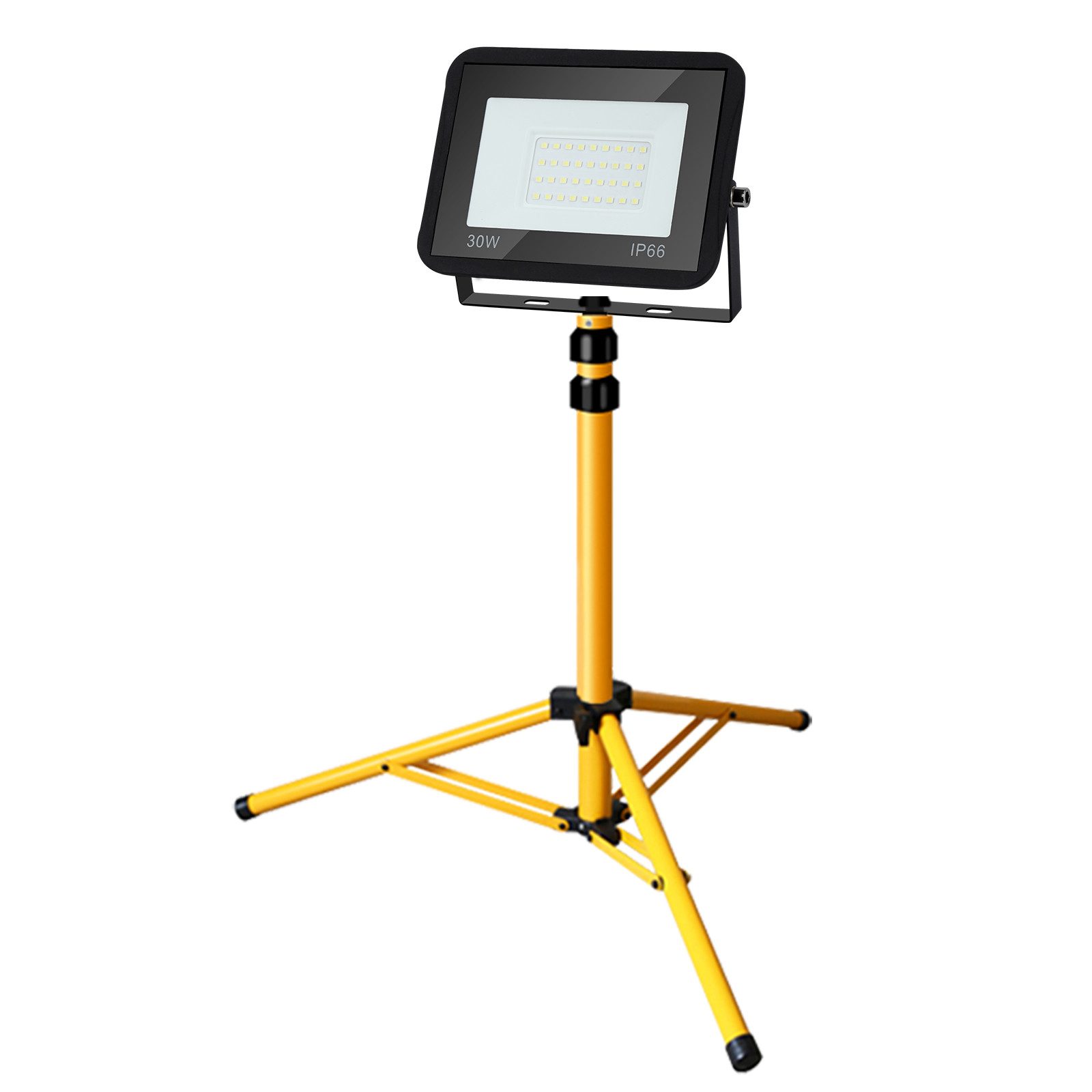 Baustrahler LED Baustrahler 30W Arbeitstrahler mit Teleskop Stativ Warmweiß