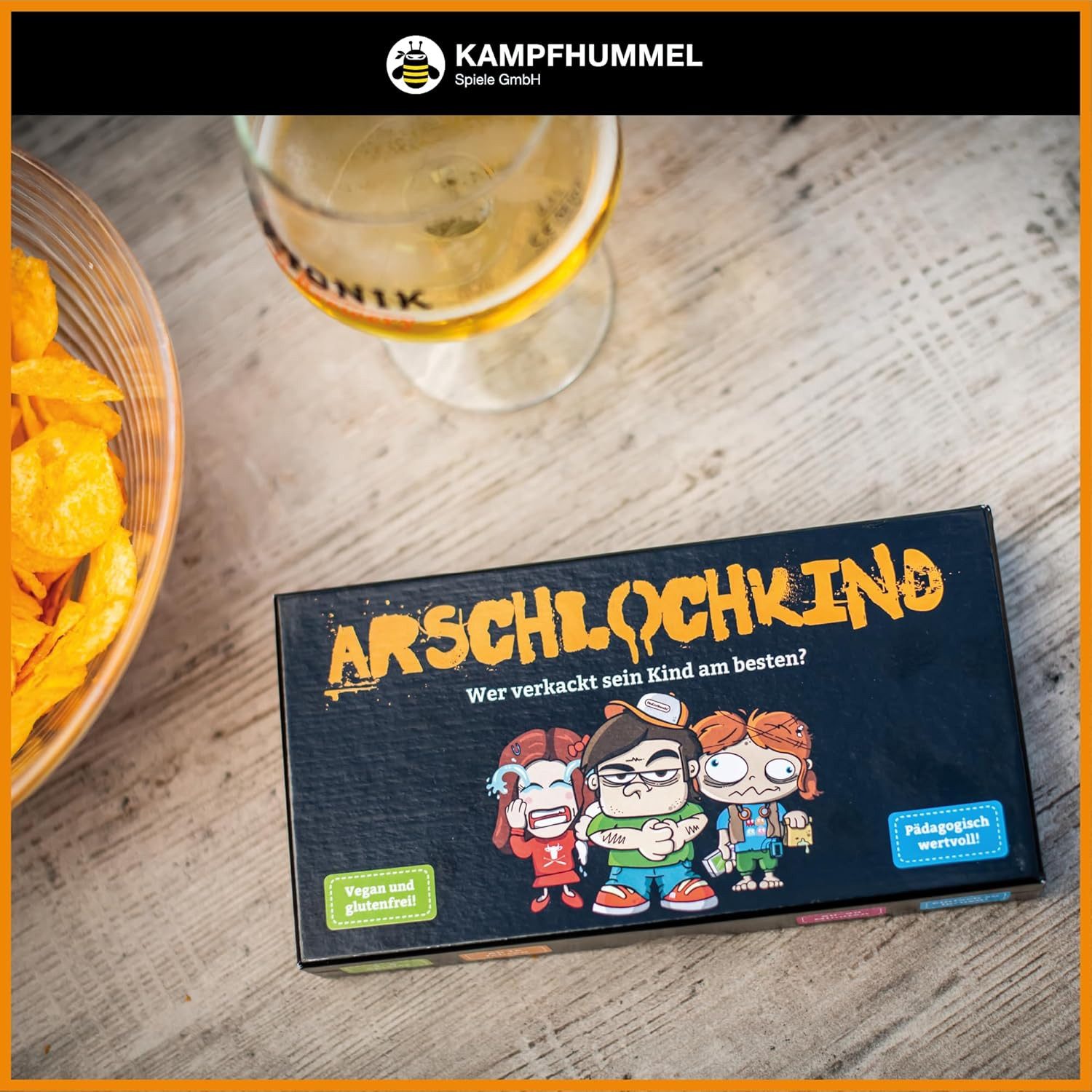 Kampfhummel Spiele Spiel Das Arsch-Bundle (Arschlochkind + Arschlochmensch) – Partyspiele ab 16, Kartenspiel für Erwachsene, Spiele mit schwarzem Humor, 3-6 Spieler