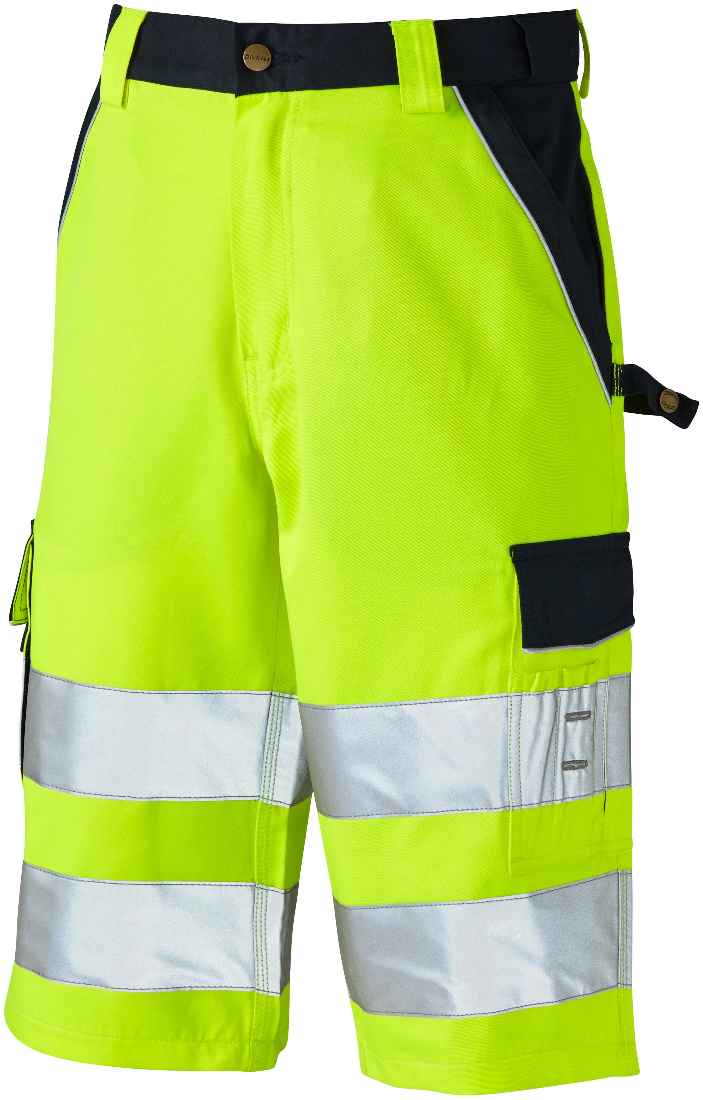 Dickies Arbeitsshorts Industry Hi Vis Reflective mit seitlich elastischem Bund gelb-marine | Shorts