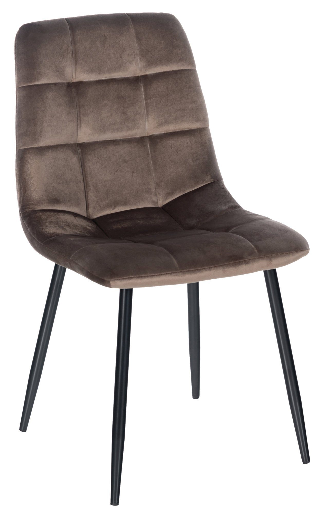 TPFLiving Esszimmerstuhl Atina mit hochwertig gepolsterter Sitzfläche - Konferenzstuhl (Küchenstuhl - Wohnzimmerstuhl), Gestell: Metall schwarz - Sitzfläche: Samt braun
