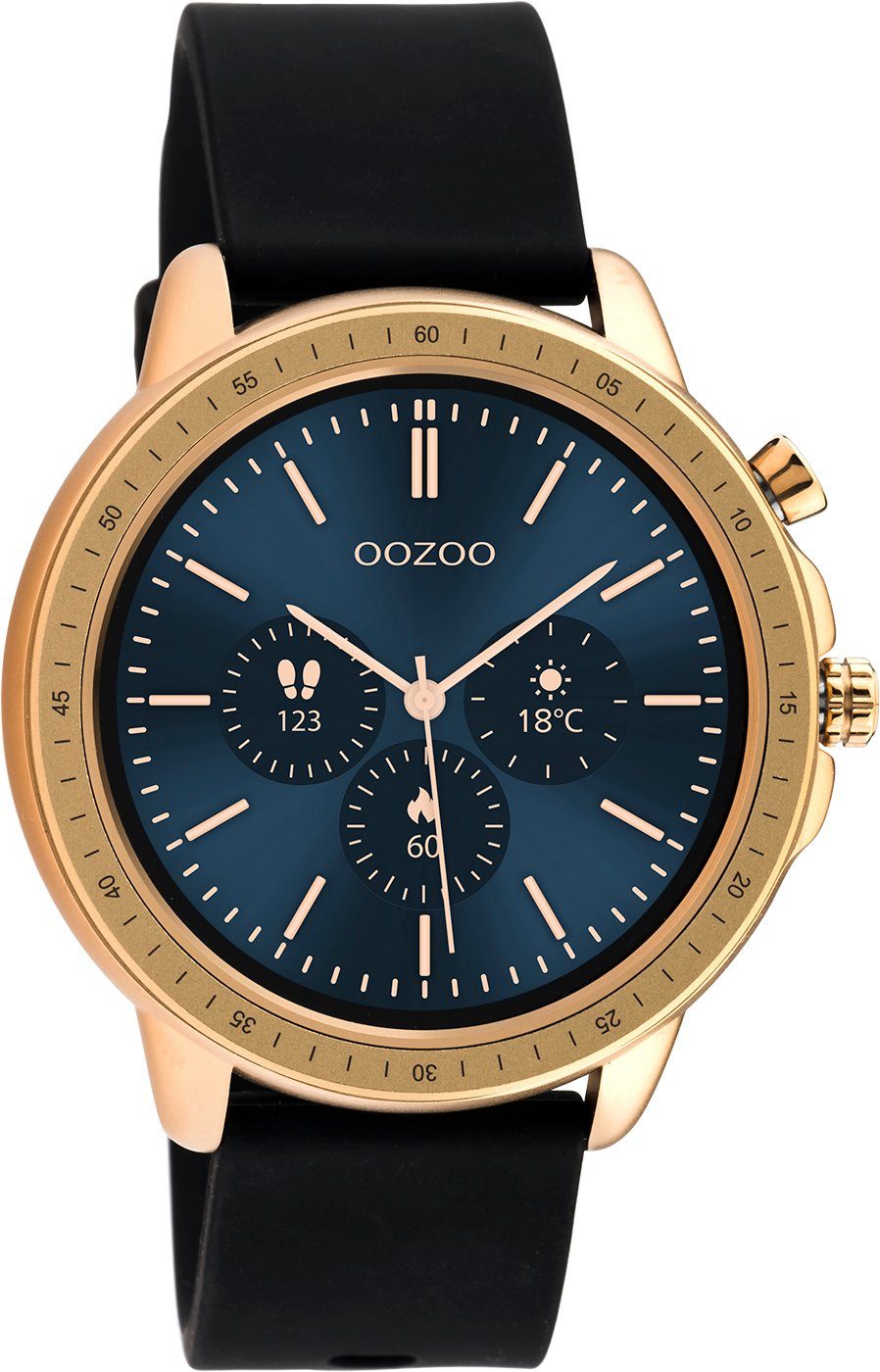 OOZOO Q00303 Armbanduhr Rosé Silikonband Schwarz 45 mm Smartwatch