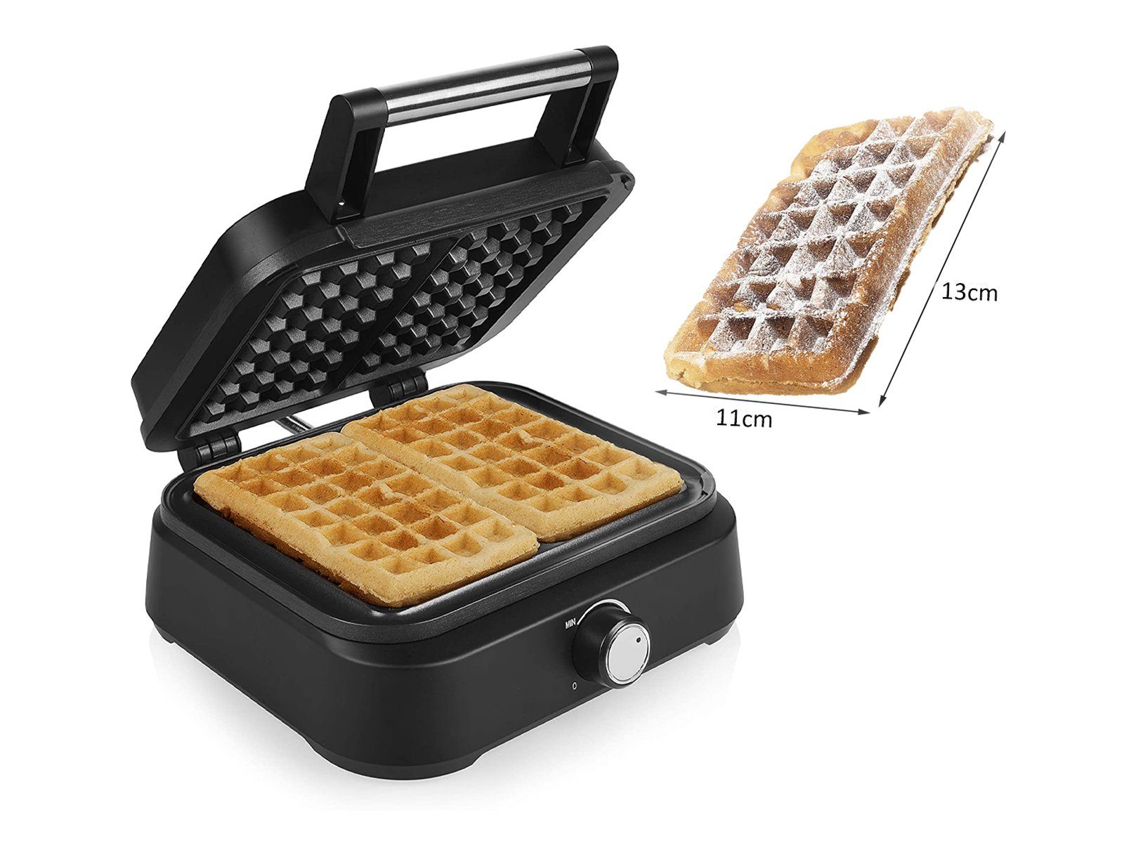 PRINCESS Waffeleisen, 1500 W, für 2 Belgische & Brüsseler Waffeln Doppel Wafflemaker mit Waffelgabel