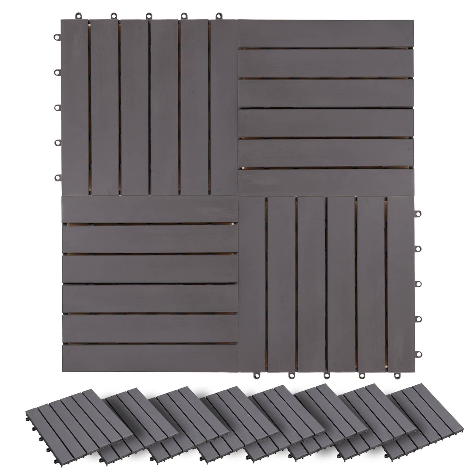 vidaXL Terrassendielen Terrassenfliese 20 stk. Grau 30 x 30 cm n-Hartholz, BxL: je 30x30 cm, (20-St)