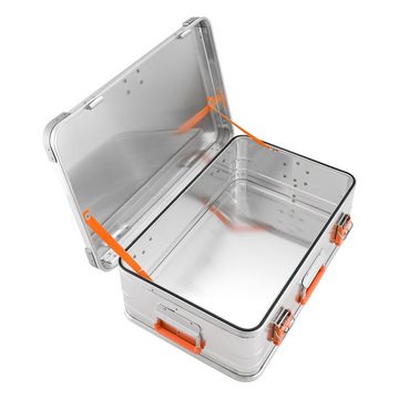 ALUBOX Aufbewahrungsbox Premium Alukiste 39 Liter mit Druckguss (ohne Schaumstoff), Stapelecken