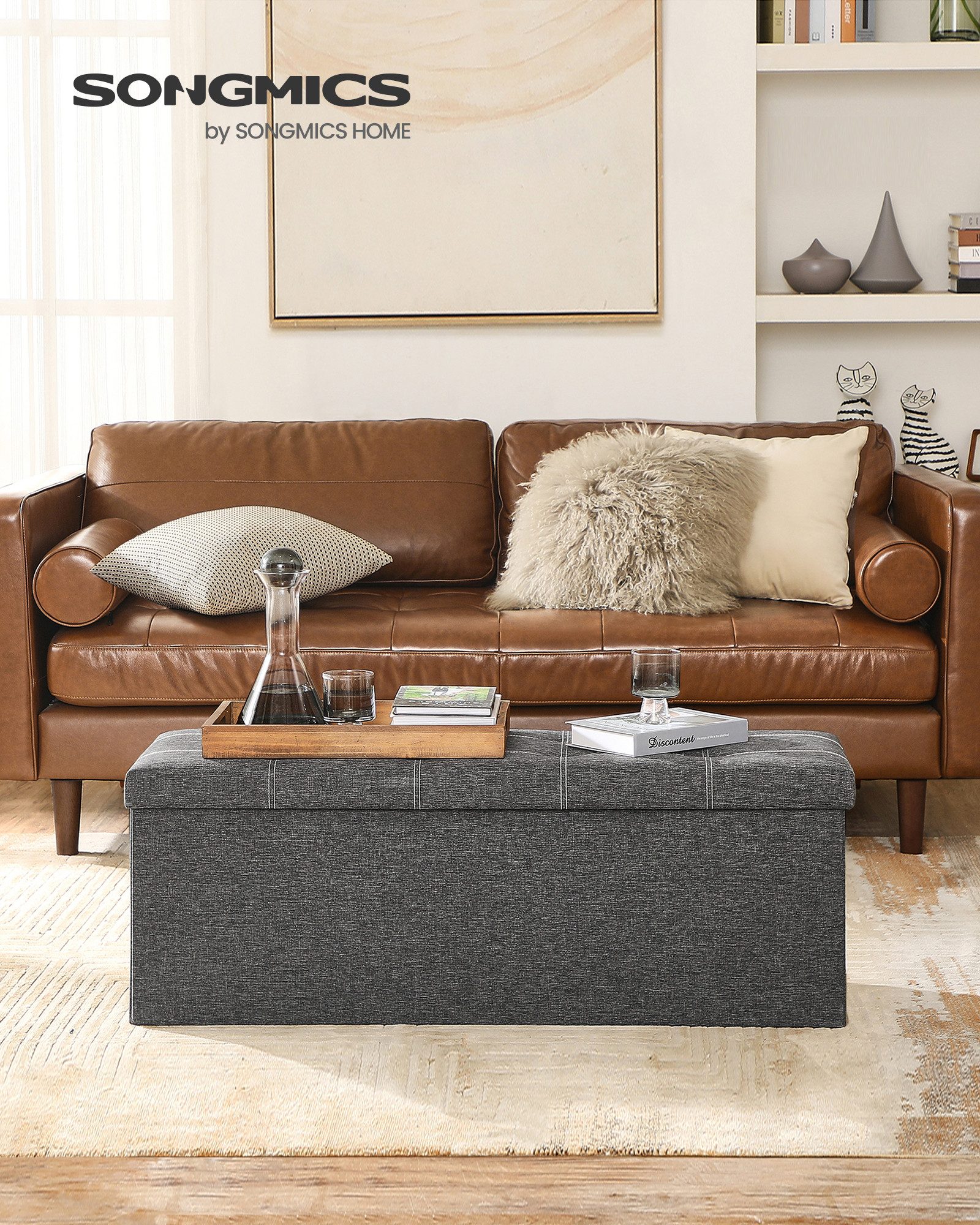 SONGMICS Sitzbank, Sitzhocker, mit Stauraum, faltbar, 76 / 110 x 38 x 38 cm günstig online kaufen