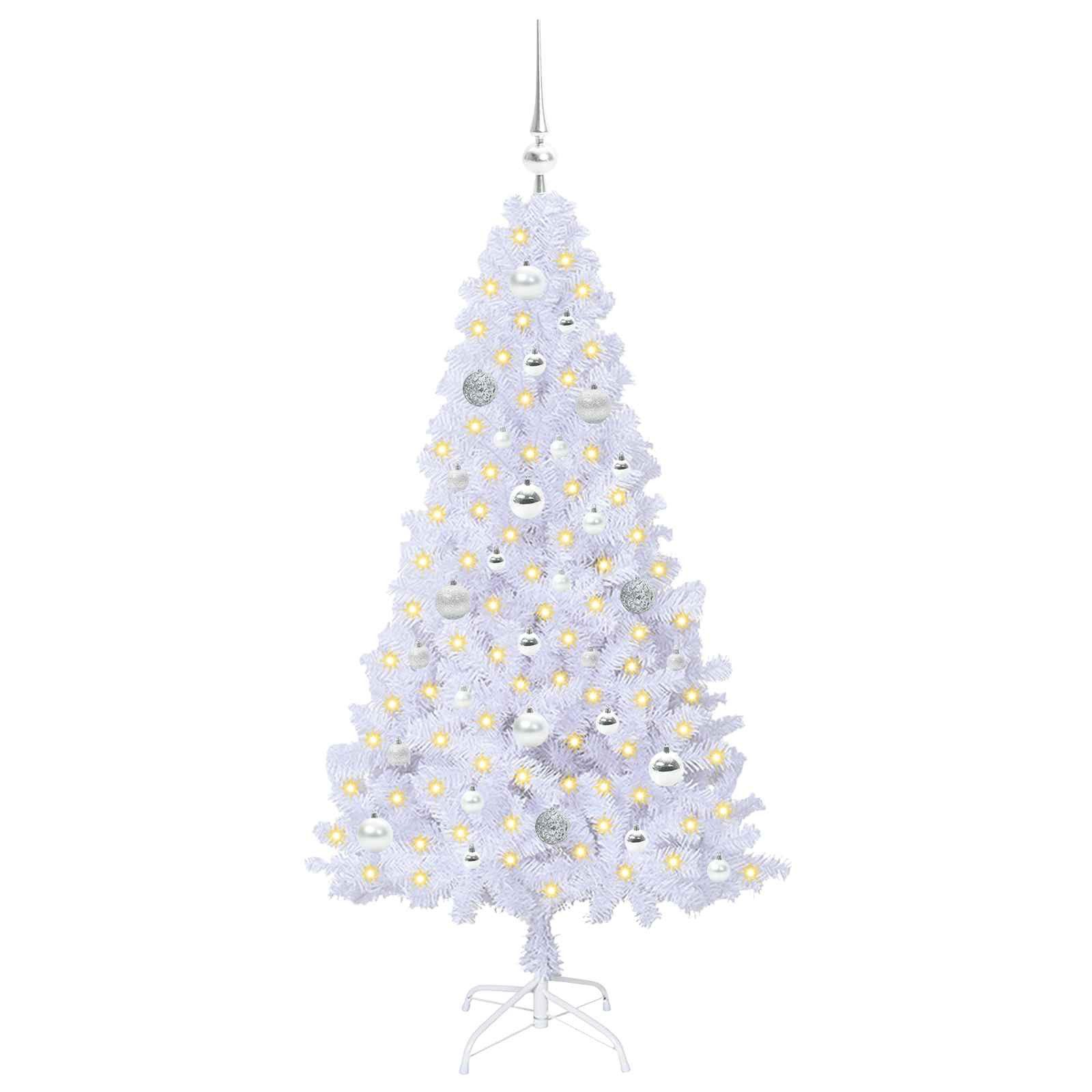 vidaXL Künstlicher Weihnachtsbaum Künstlicher Weihnachtsbaum Weiß 150 cm PVC und Stahl