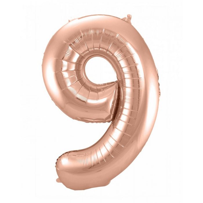 Horror-Shop Folienballon Folienballon Zahl 9 Rose Gold als Geburtstagsdekor