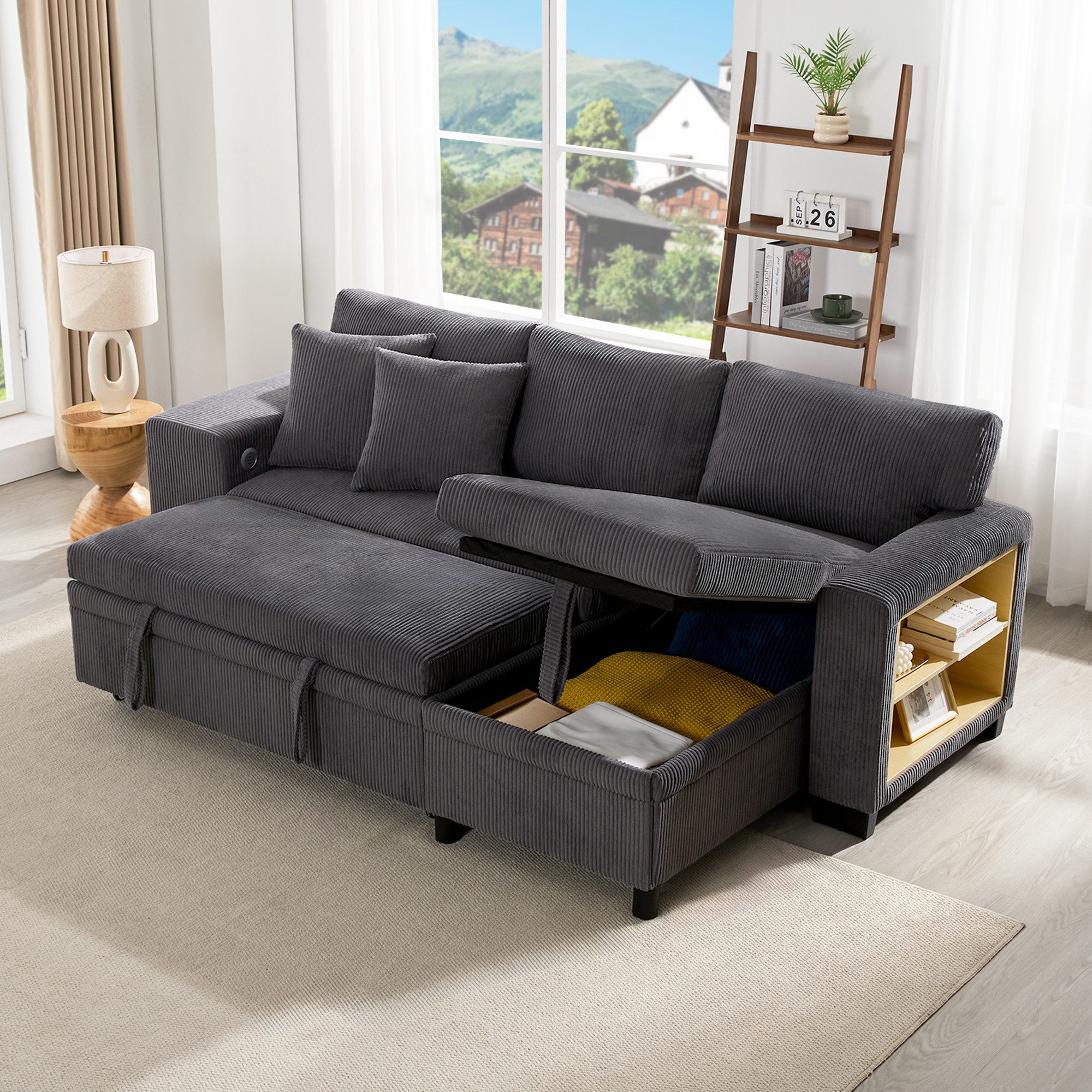 STILVORA Ecksofa Klappsofa mit Schlaffunktion,L-förmiges umbaubares Sofa mi günstig online kaufen
