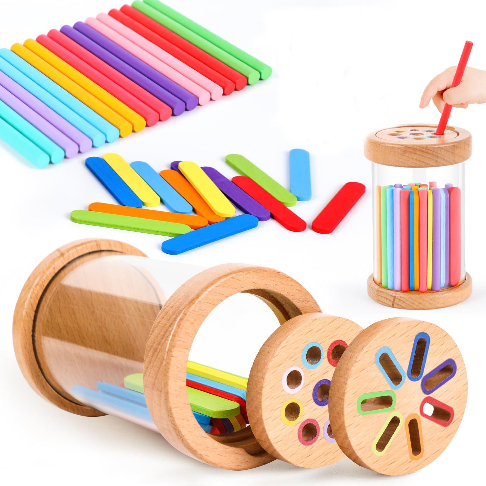 Flintry Lernspielzeug Montessori Spielzeug ab 3Jahr, Baby Spielzeug,Farbe Sortierspiel, Kleinkind Sensorik Spielzeug Baby Motorikspielzeug Holzspielzeug