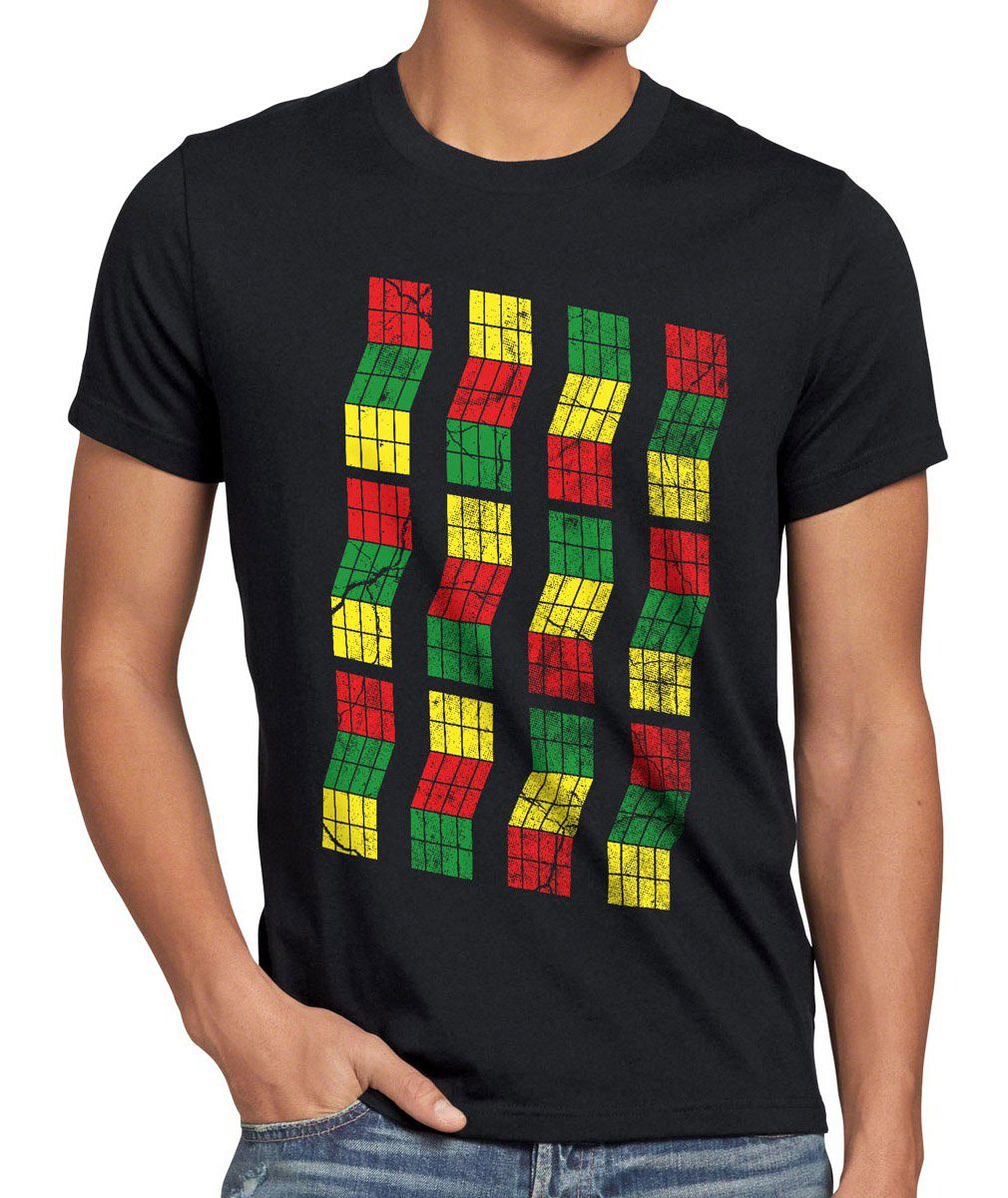Big Herren T-Shirt schwarz style3 Print-Shirt Theory Würfel Rubik Bang Zauber Sheldon Meltig Cooper Cubes
