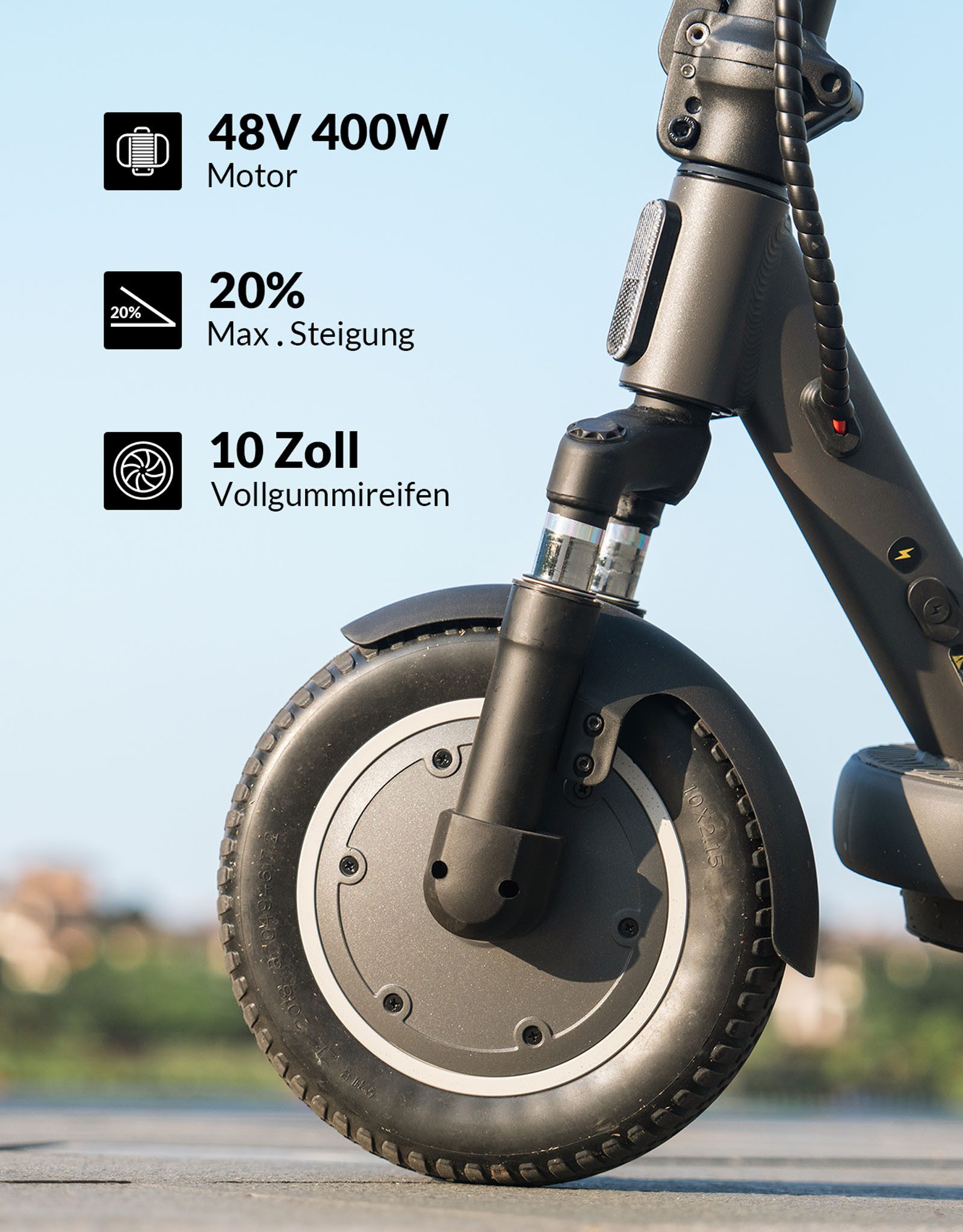 5TH WHEEL E-Scooter V40 Pro mit Straßenzulassung 400W Blinker App vollgefedert 10 Zoll, 400 W, 20 km/h, Diebstahlschutz, App-Unterstützung, bis 40 km Reichweite