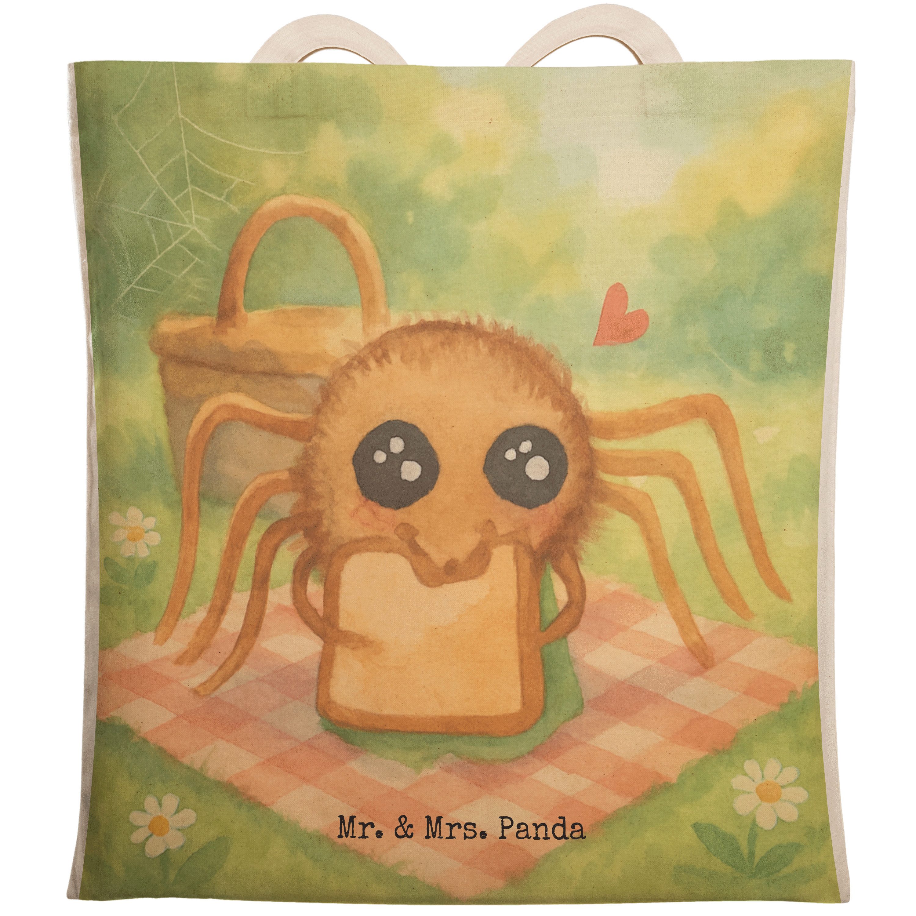Tragetasche Spinne Agathe Sandwich Design, Stoffbeutel, Weiß, Tragetasche, Mut, T