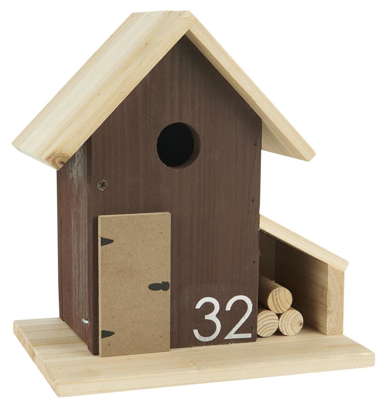 Ib Laursen Vogelhaus Vogelhaus Nistkasten Futterhaus Holz braun natur mit Dach, lässt sich leicht reinigen