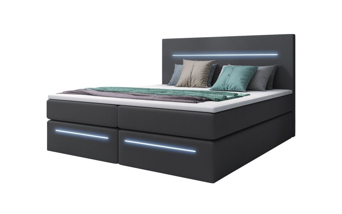 Luxusbetten24 Boxspringbett Sejour, mit LED-Beleuchtung und Stauraum