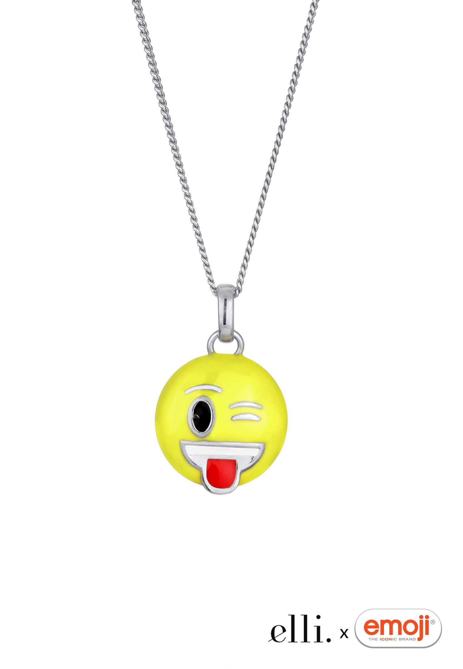 Elli Kette mit Anhänger Smiling Face Emoji 925 Sterling Silber günstig online kaufen