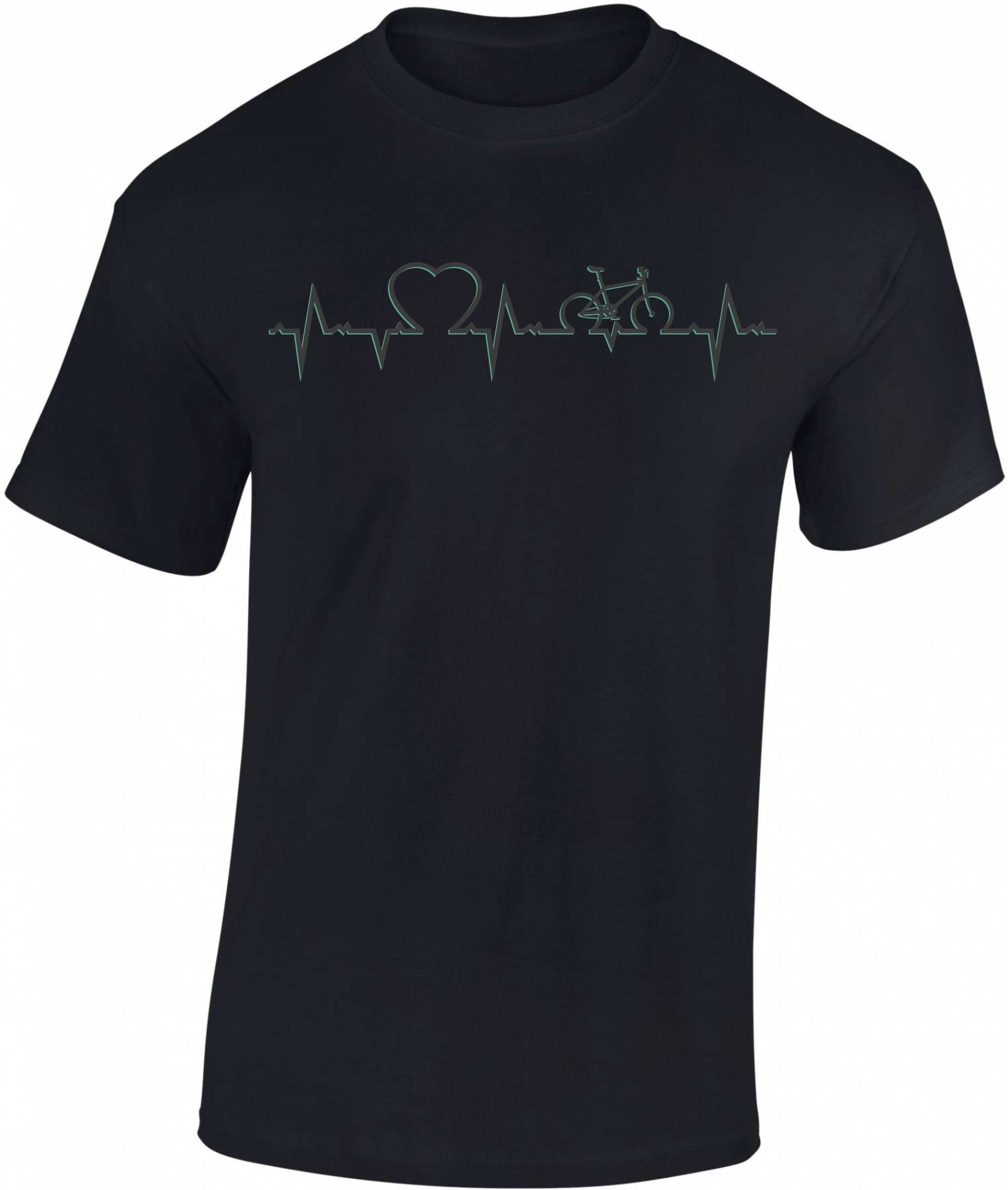 Baddery Print-Shirt Fahrrad T-Shirt : Heartbeat Bike - Sport Tshirts Herren, hochwertiger Siebdruck, auch Übergrößen, aus Baumwolle