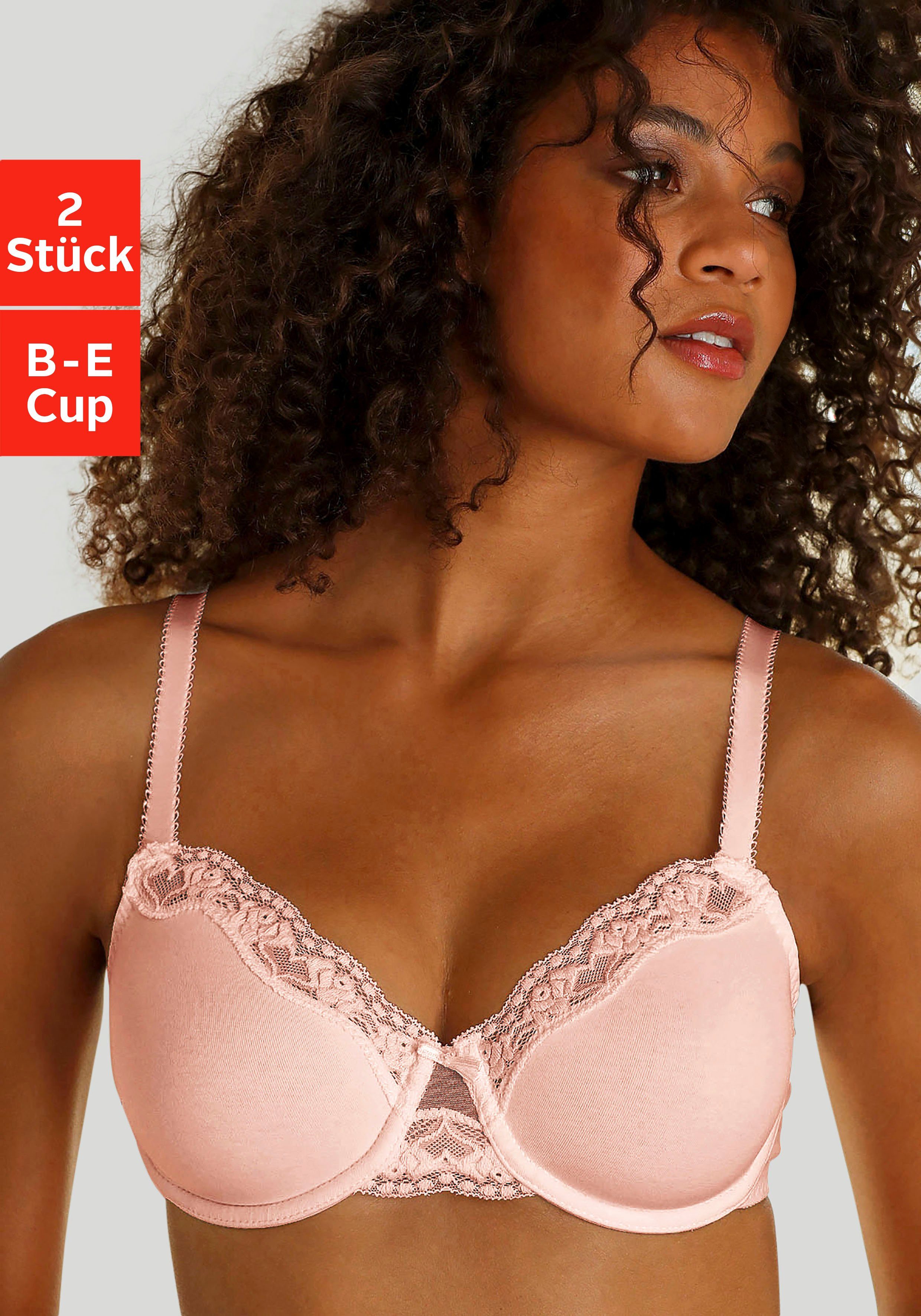 petite fleur by Lascana Bügel-BH (Packung, 2 Stück) aus Baumwolle mit zarter Jacquardspitze