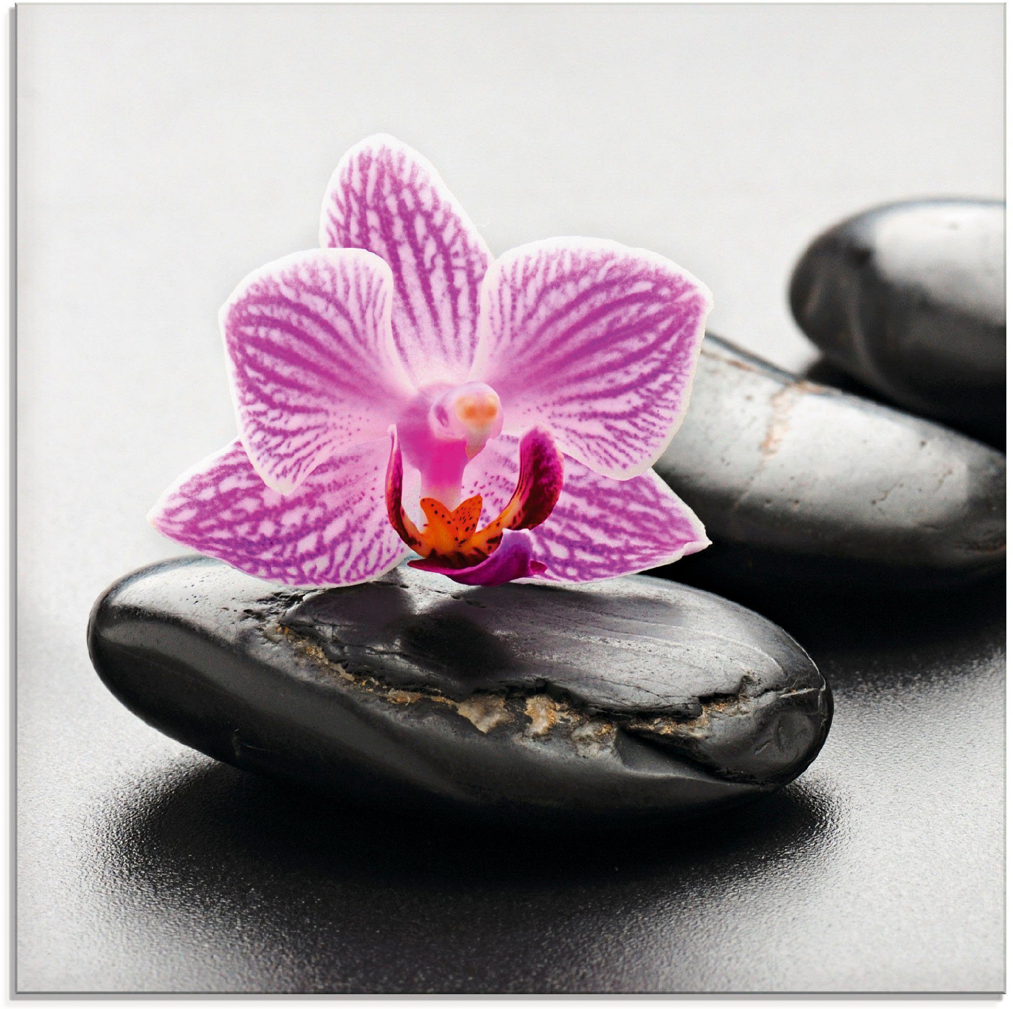 und Zen verschiedenen Steinen Größen (1 Zen mit in Spa-Konzept Glasbild Artland Orchidee, St),