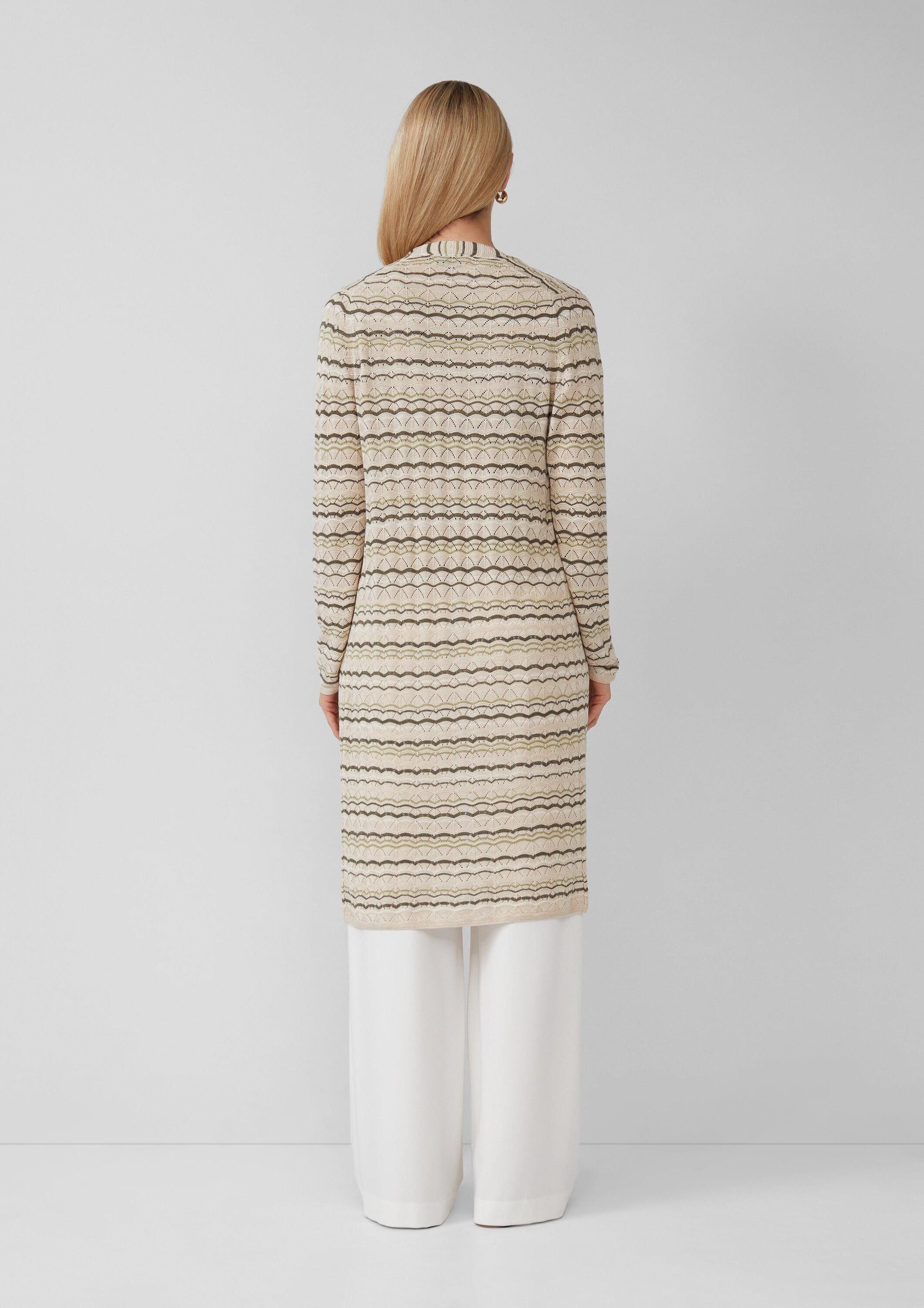 s.Oliver Cardigan Strickjacke Langer Cardigan mit Ajourmuster und Glitzergarn