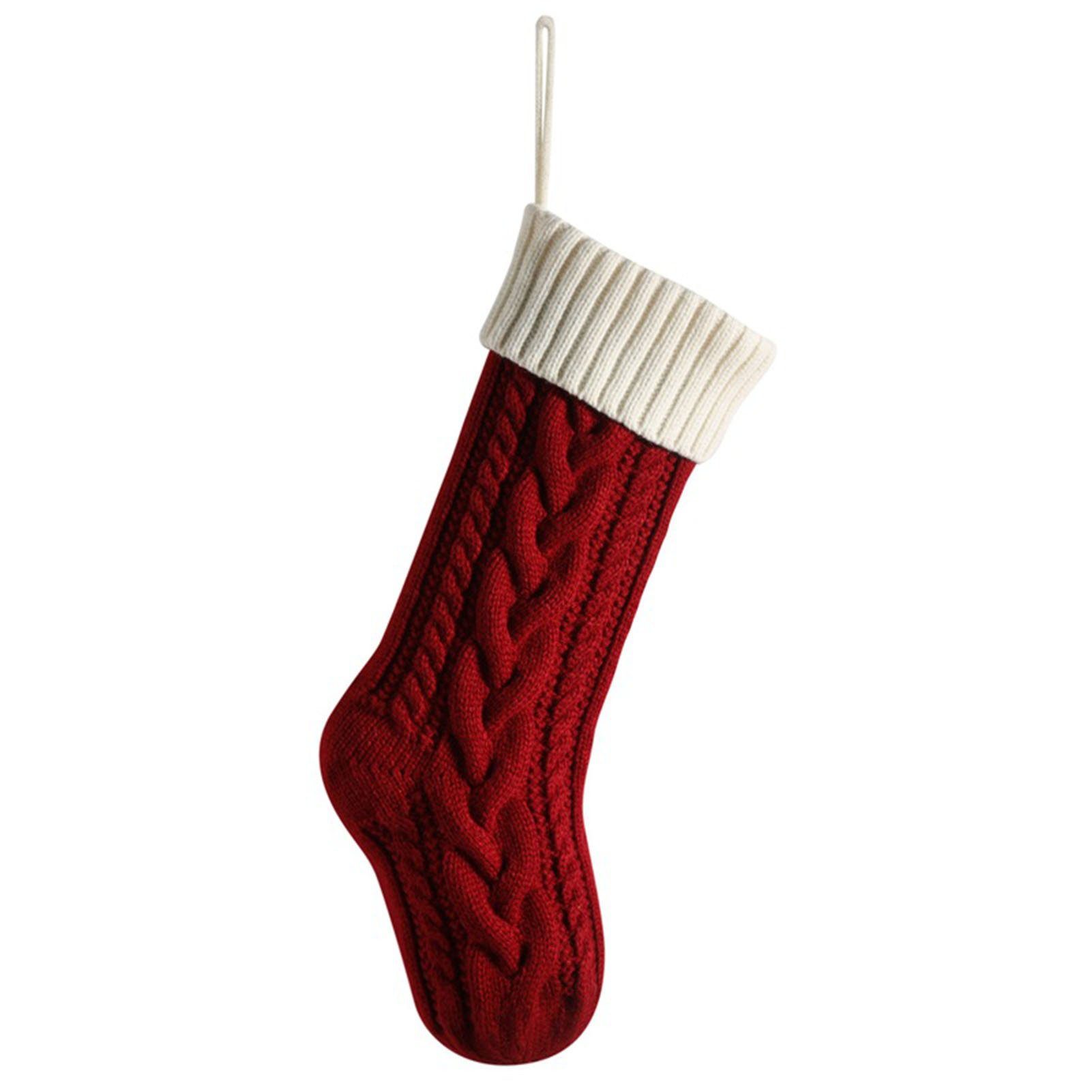 Blusmart Christbaumschmuck Einfarbige/einfarbige Gestrickte Weihnachtssocken, Modische