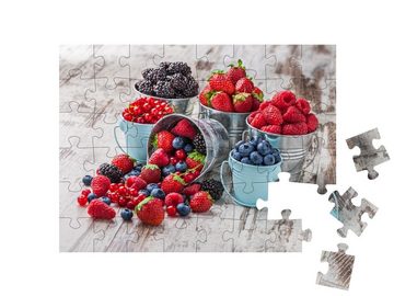 puzzleYOU Puzzle Heidelbeere, Himbeere, Johannisbeere, Erdbeere, 48 Puzzleteile, puzzleYOU-Kollektionen Obst, Essen und Trinken