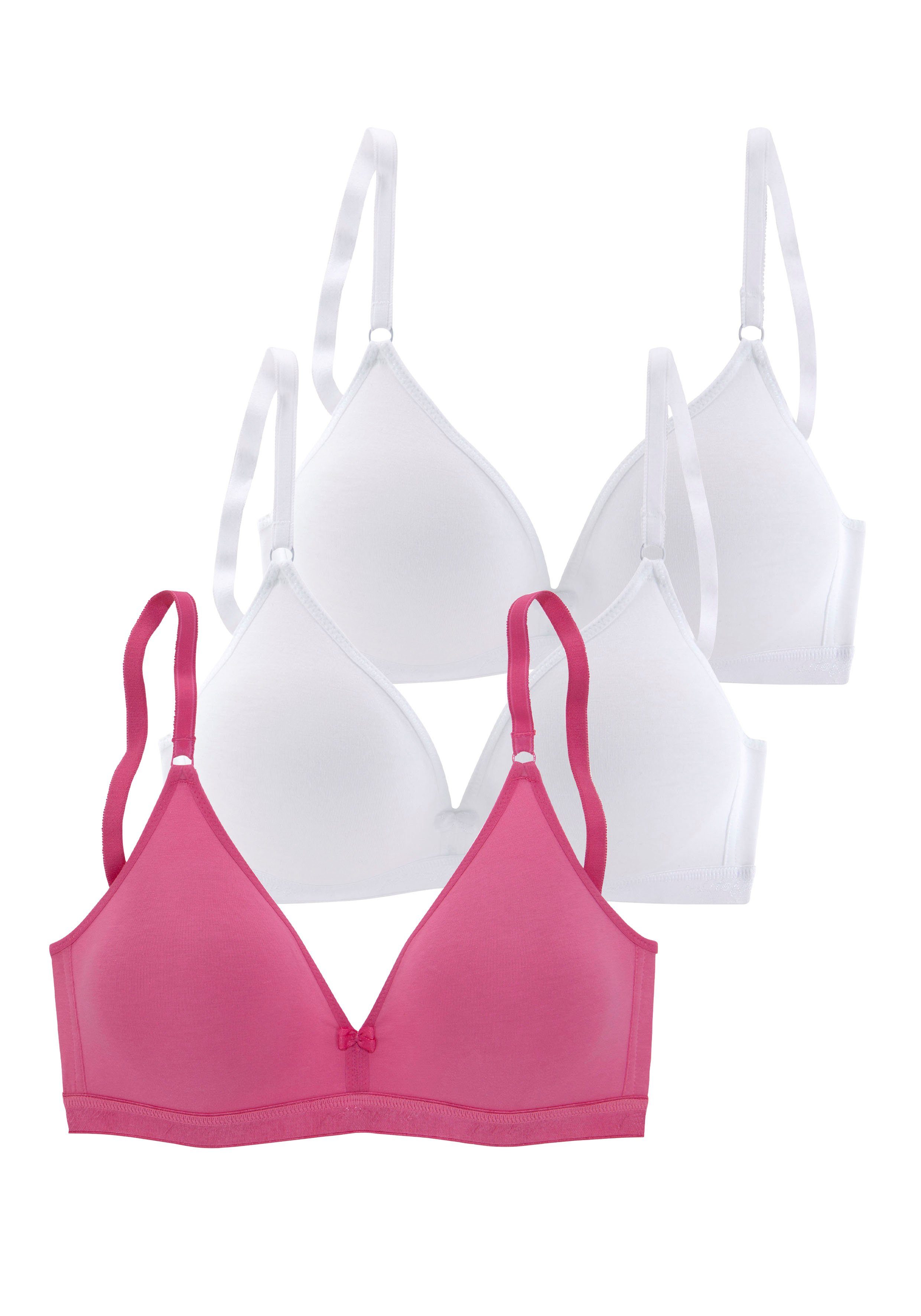 petite fleur Bralette-BH (Packung, 3 Stück) ohne Bügel im Triangel-Form aus schöner Baumwolle, Basic Dessous