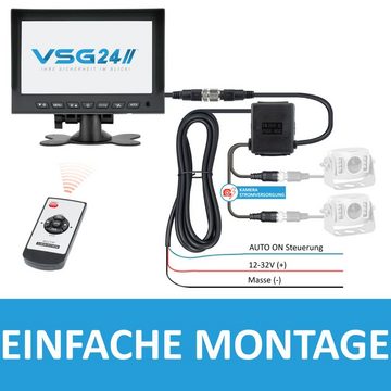 VSG24 7" Rückfahrsystem CAMPER für Wohnmobile inkl. Monitor, Kabel und 1 x Rückfahrkamera (Nachtsicht 12V-24V Wasserdicht Einfache Montage für Wohnwagen LKW)