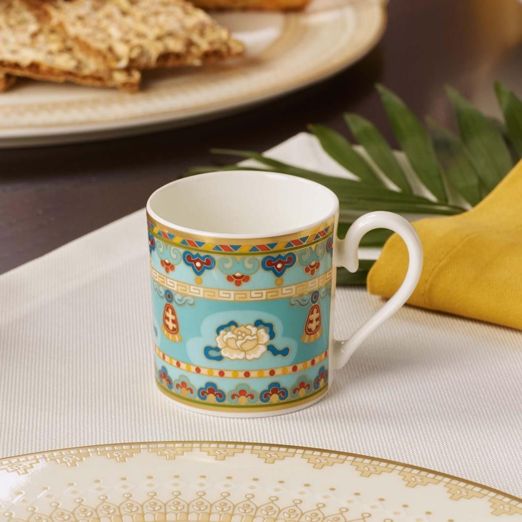 Villeroy & Boch Tasse Samarkand Aquamarin Espressotasse mit Untertasse, 1-tlg., Porzellan