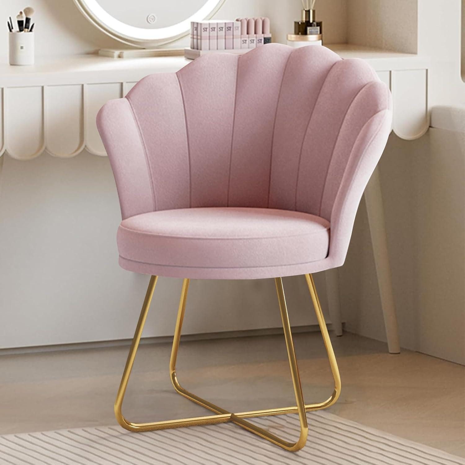 LuxusKollektion Cocktailsessel Polstersessel Samt Blütenblatt Metallbeine 150KG Rosa