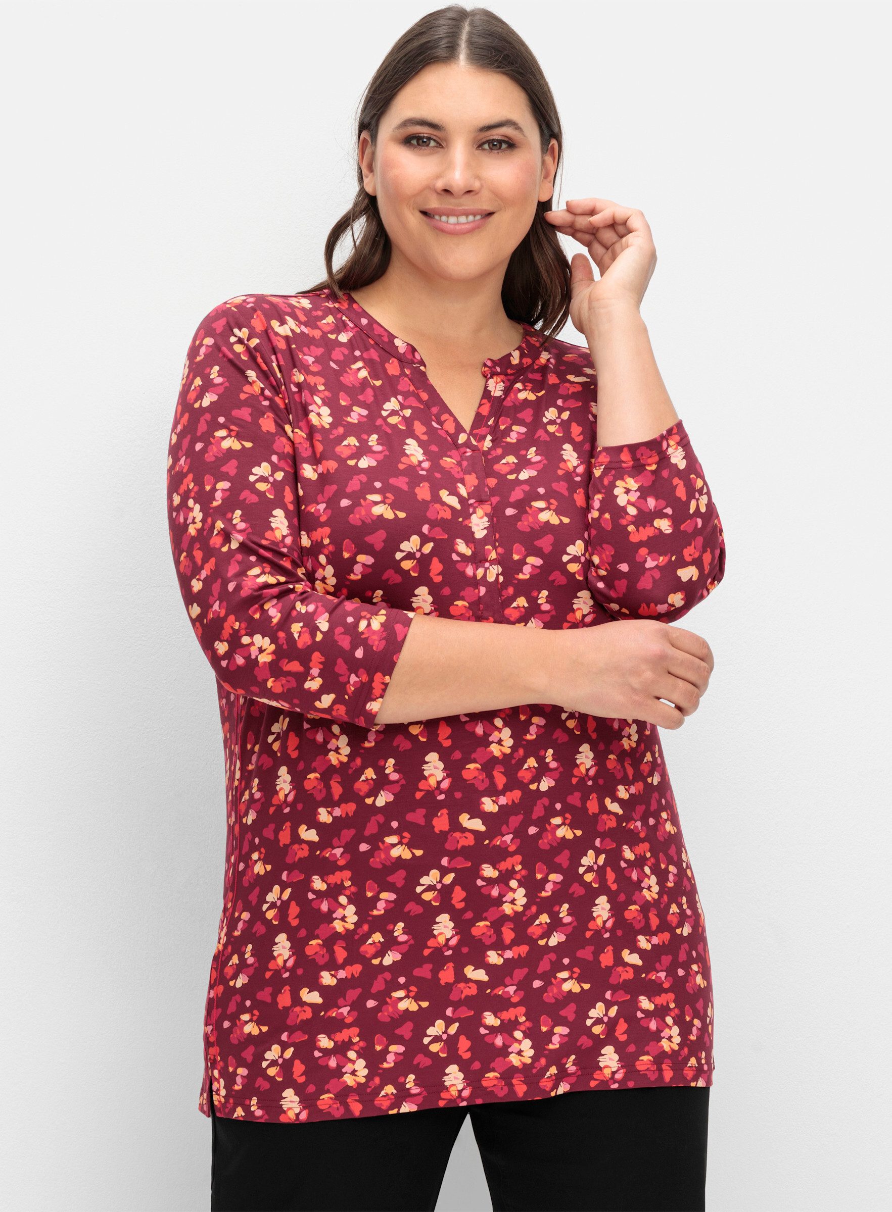 Sheego T-Shirt 3/4-Arm-Shirt . mit Blumendruck, aus Viskosejersey günstig online kaufen