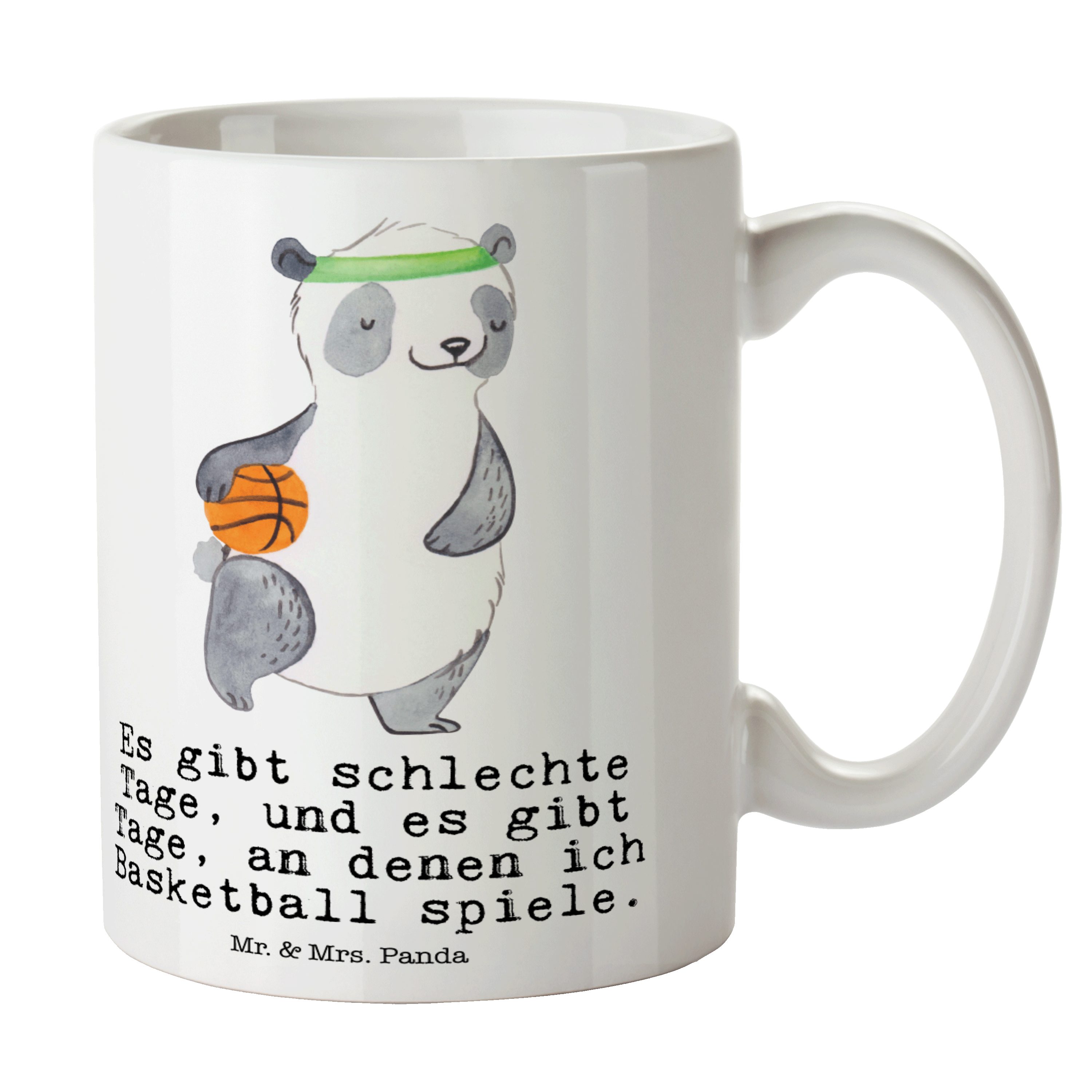 Mr. & Mrs. Panda Tasse Panda Basketball Tage - Weiß - Geschenk, Sport, Auszeichnung, Geschen, Keramik