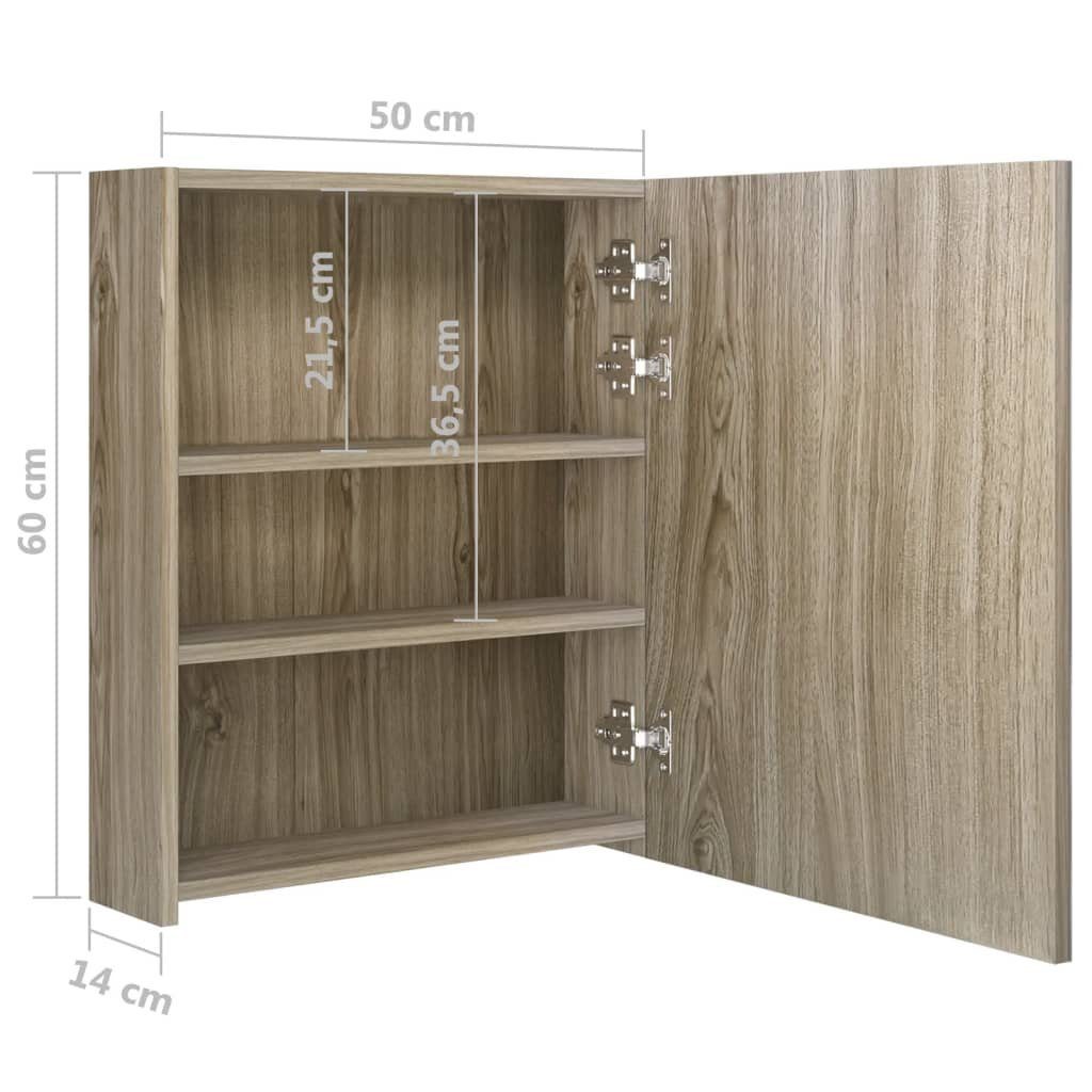 50x14x60 (1-St) Eichen-Optik vidaXL LED-Bad-Spiegelschrank Badezimmerspiegelschrank cm