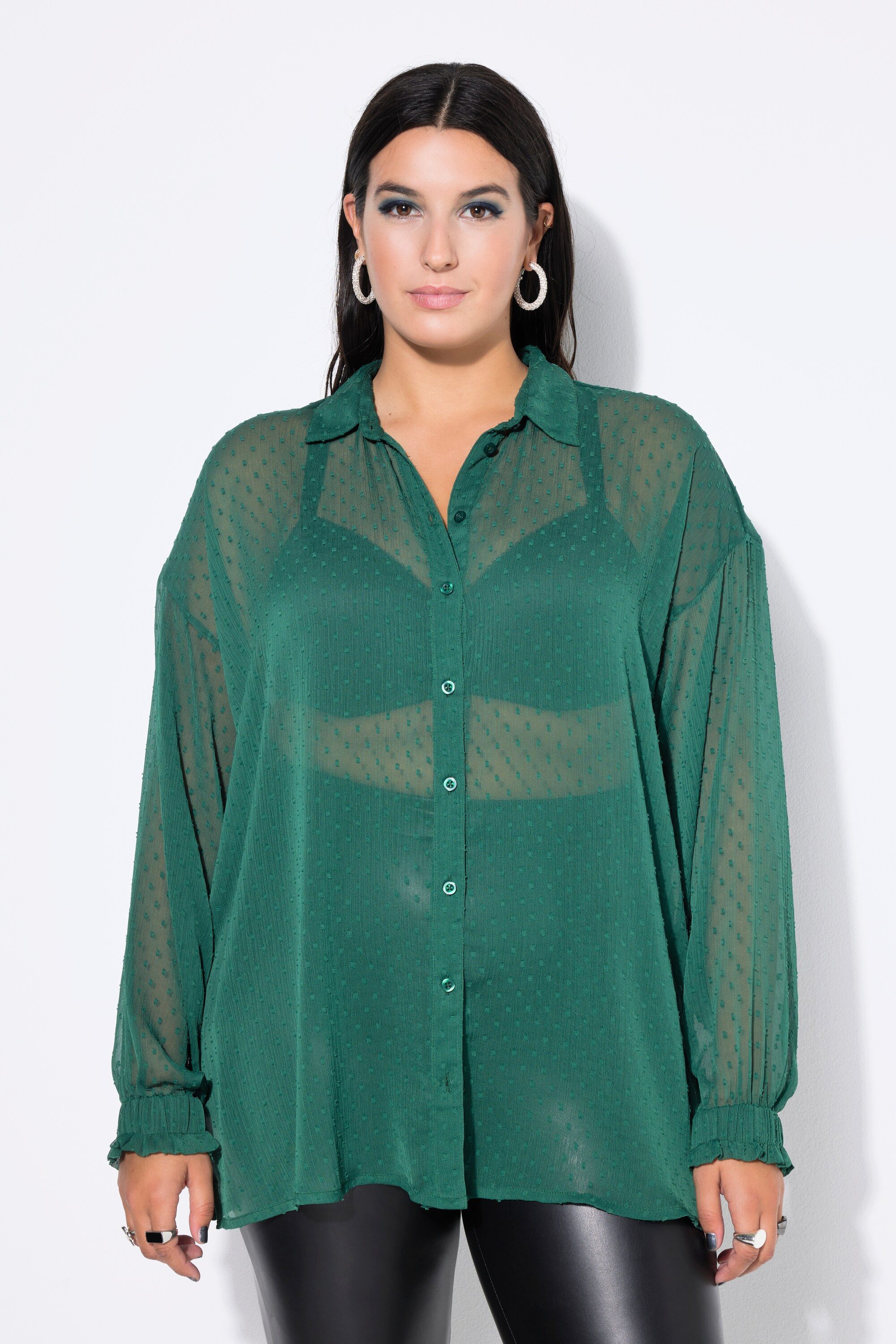 Studio Untold Hemdbluse Bluse oversized Chiffon mit Struktur Langarm günstig online kaufen