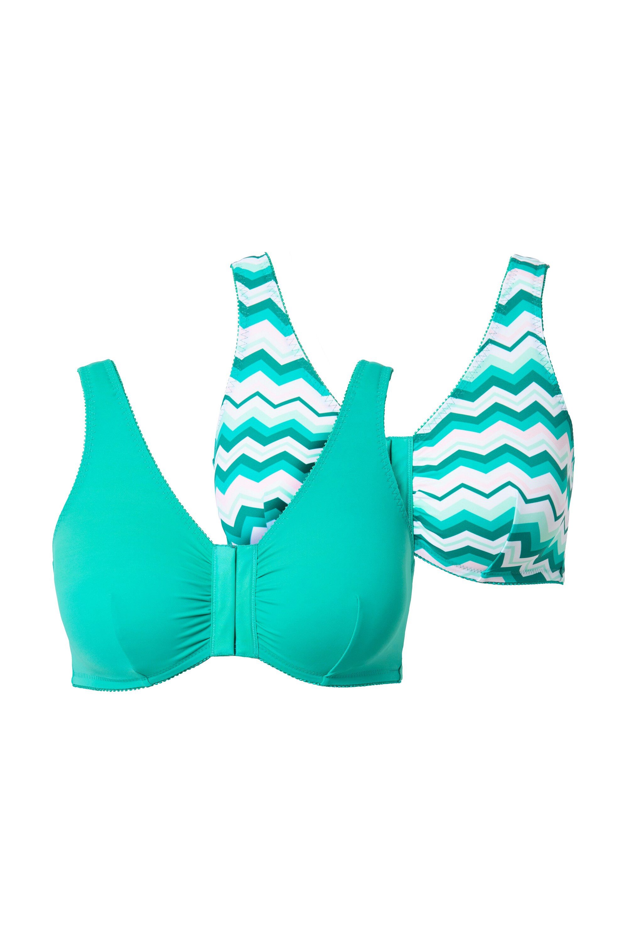 Ulla Popken Bustier Bustiers 2er-Pack Zacken/uni Vorderverschluss C/D (2-tlg)