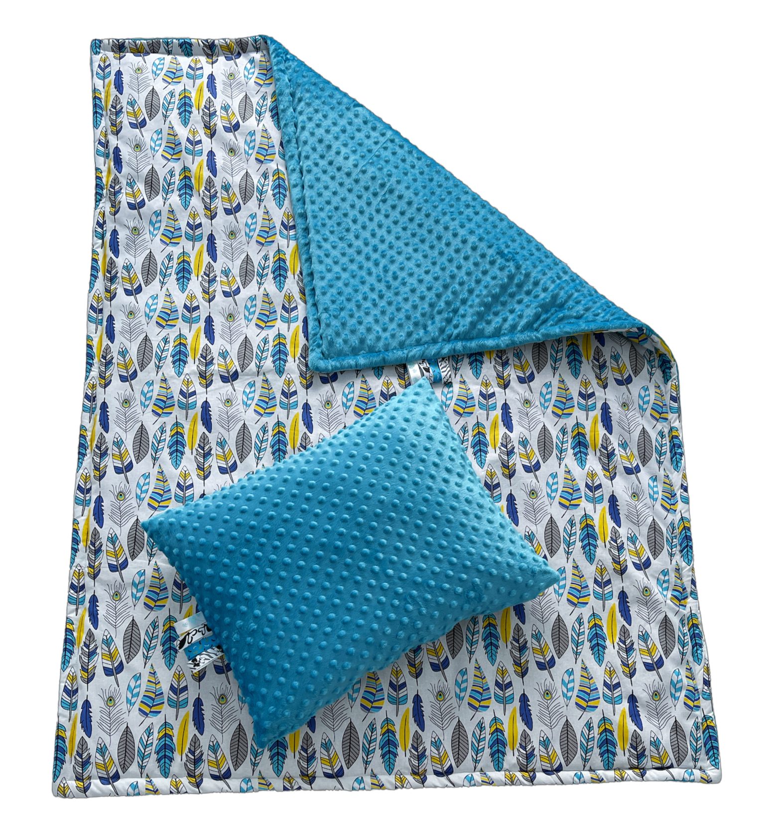 Kinderdecke Kinderdecke Krabbeldecke 100x135cm Bänder RoKo-Textilien, Kinderbettdecke mit mit Kopfkissen 40x50cm
