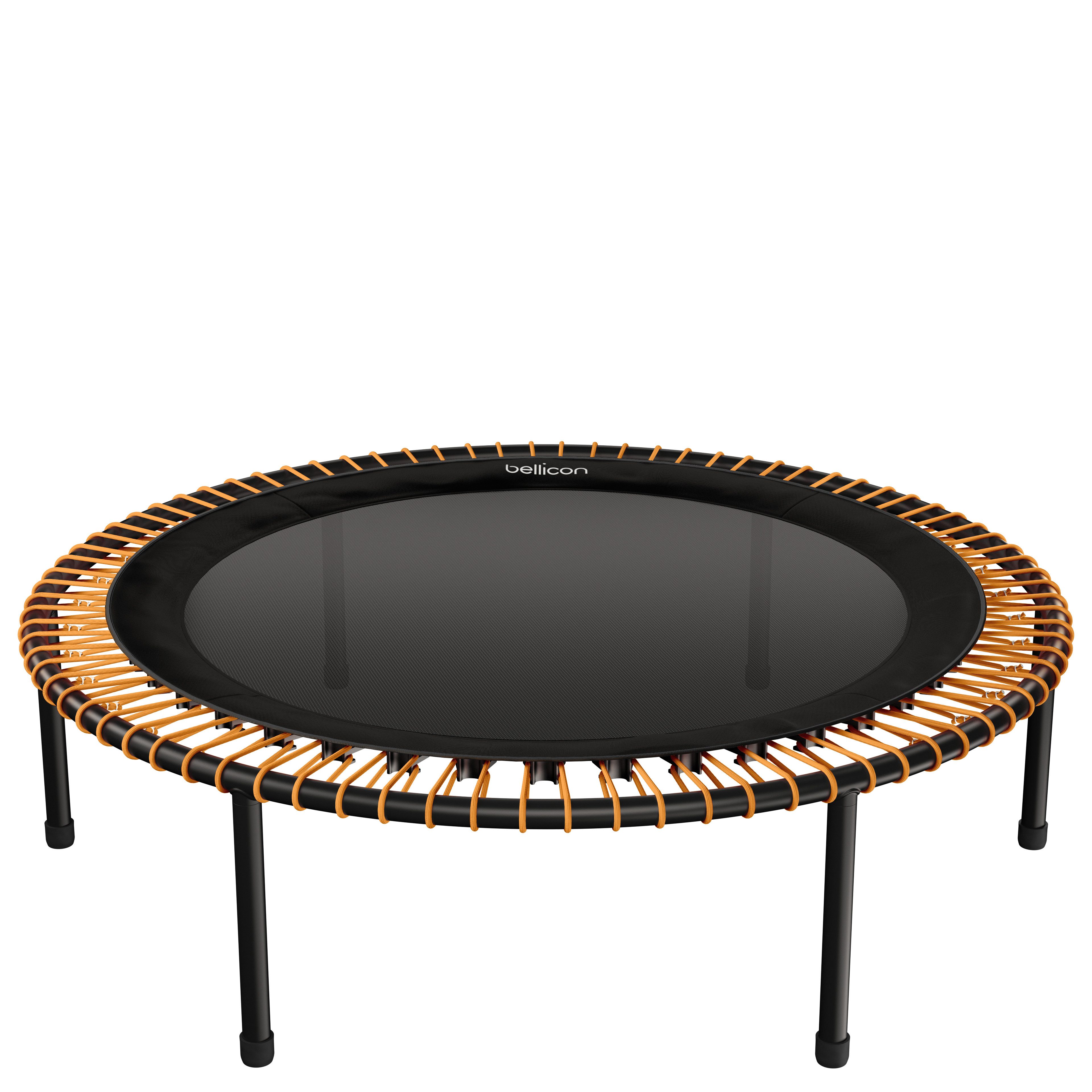 bellicon Fitnesstrampolin 125cm (Orange) mit Seilring-Federung bis 90kg (Medium), Praktische Klappbeine, Dreiteiliger Rahmen, Made in Germany