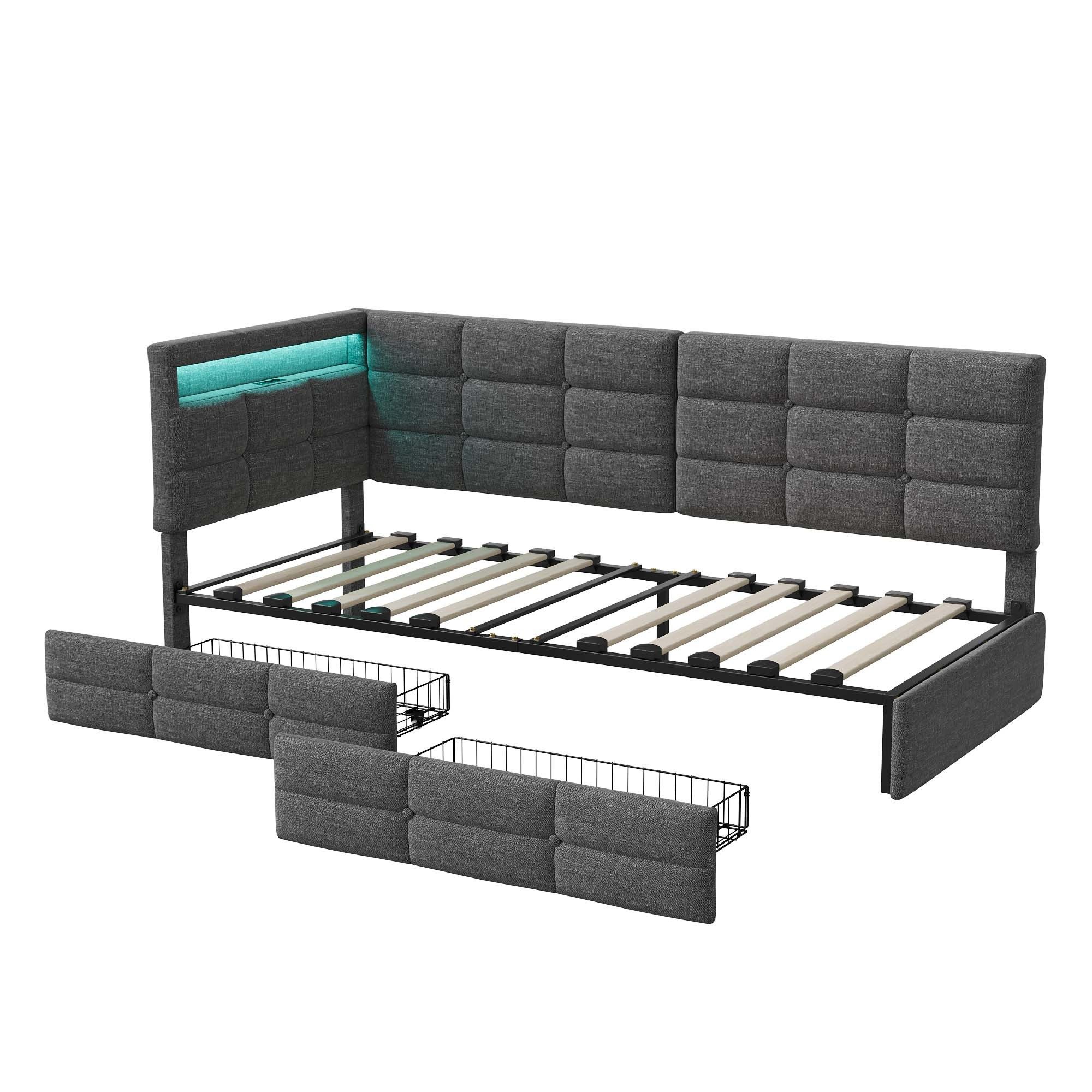 Gdood Polsterbett Daybett Jugendbett Tagesbett (1-tlg., 2 Schubladen, Geeig günstig online kaufen