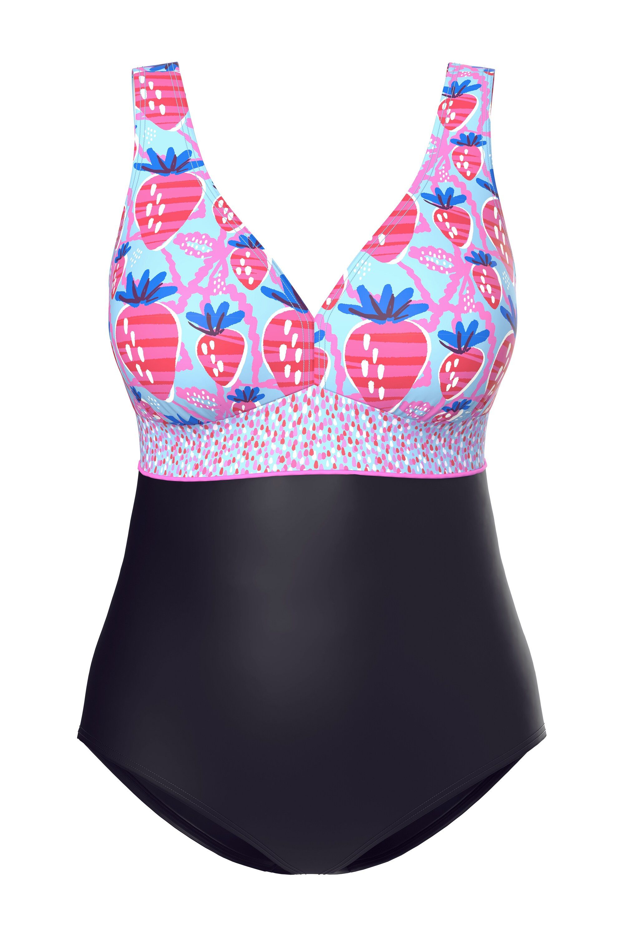 Ulla Popken Badeanzug Badeanzug Erdbeeren Zierband günstig online kaufen